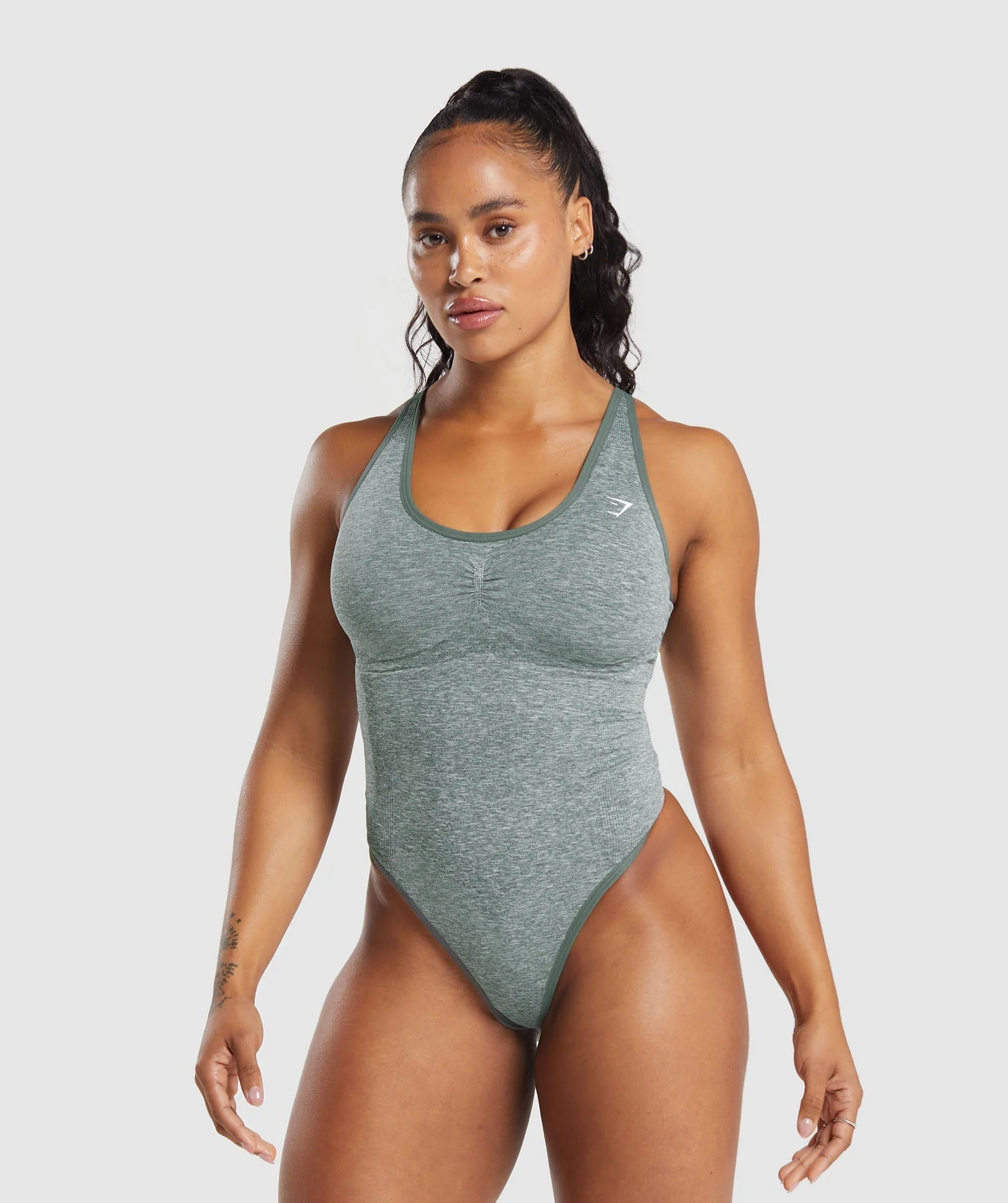 Gymshark Lift Seamless Bodysuit - Slate Teal/White Marl