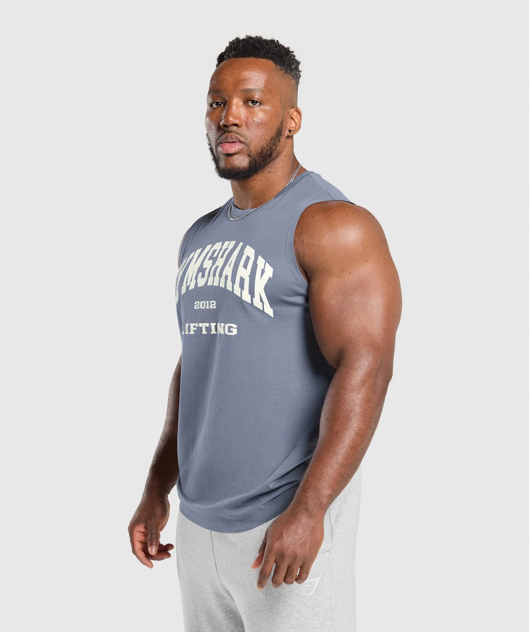Gymshark 2012 Lifting Cut off Tank - Iron Blue
