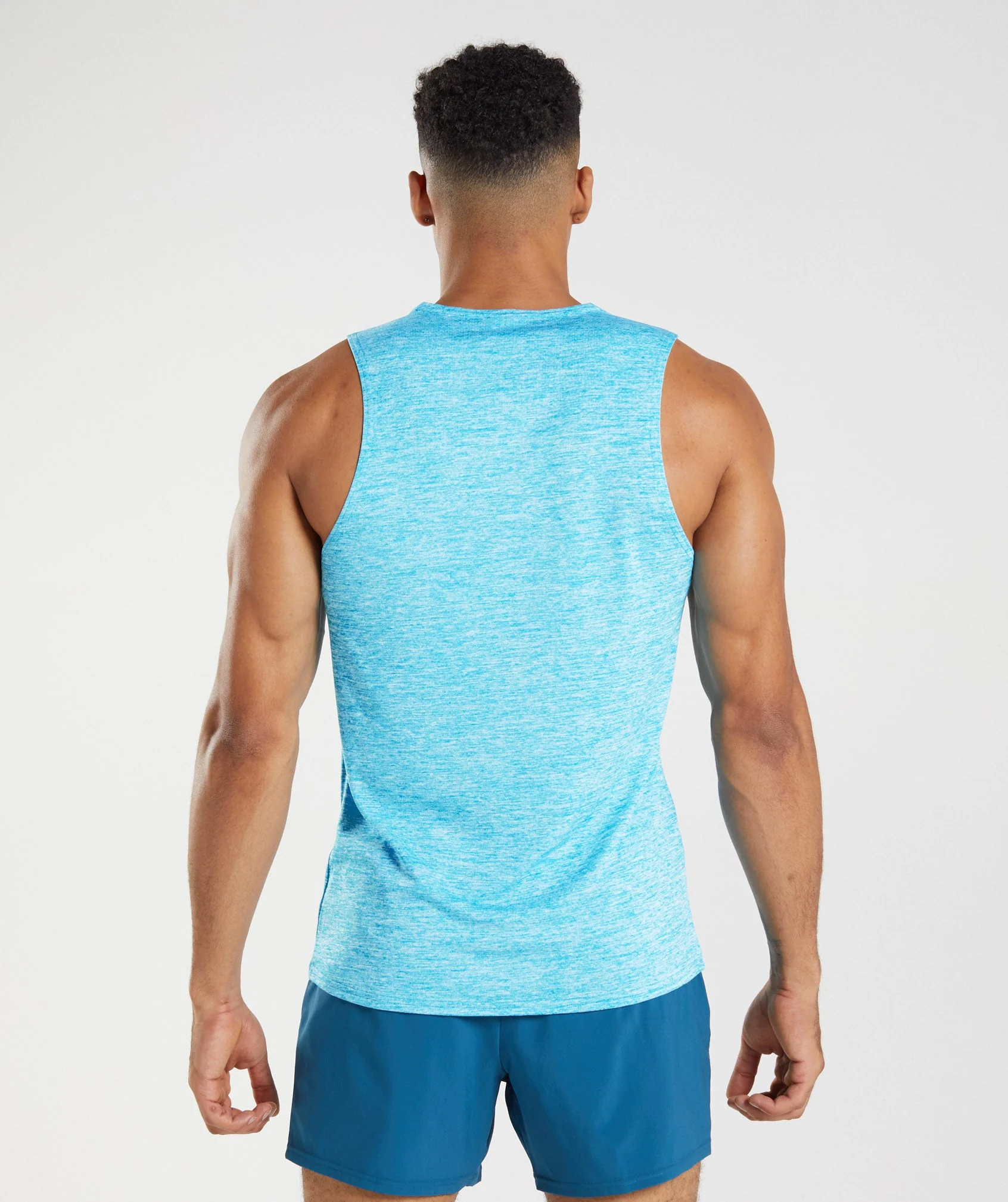 Gymshark Arrival Slim Marl Tank - Shark Blue/White Marl