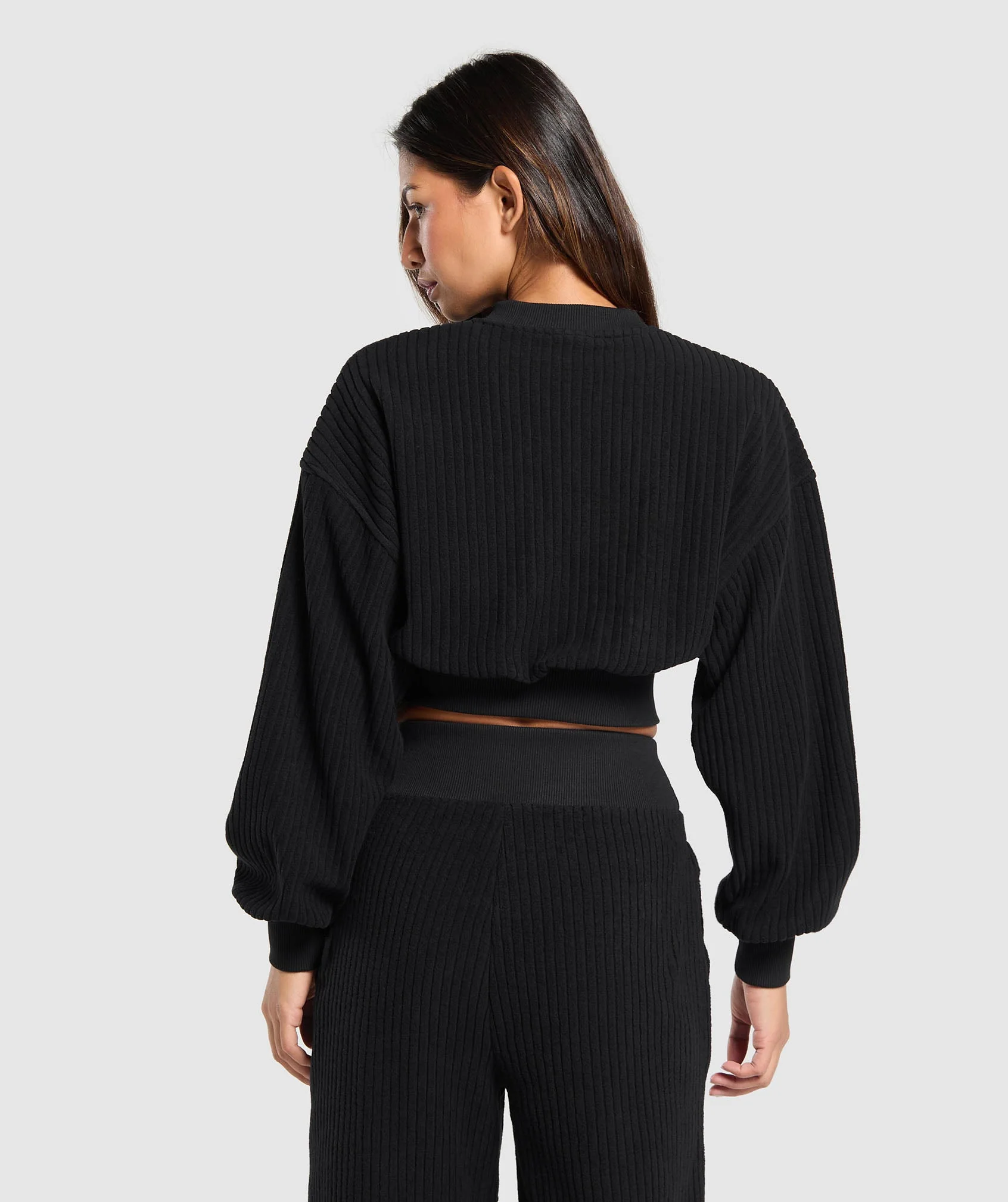 Gymshark Cropped Cord Sweater - Black