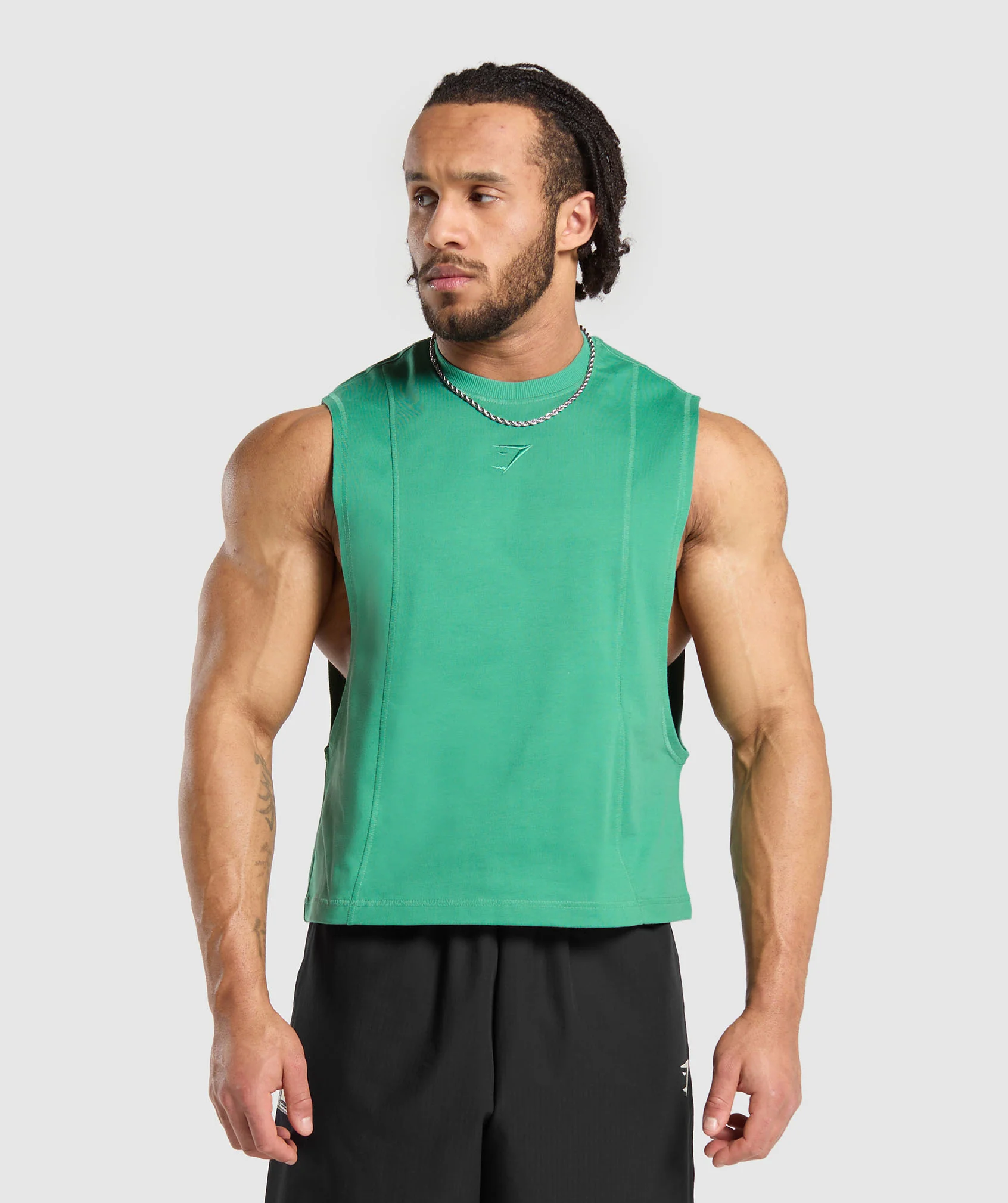 Gymshark Premium Lifting Boxy Cut Off Tank - Lagoon Green