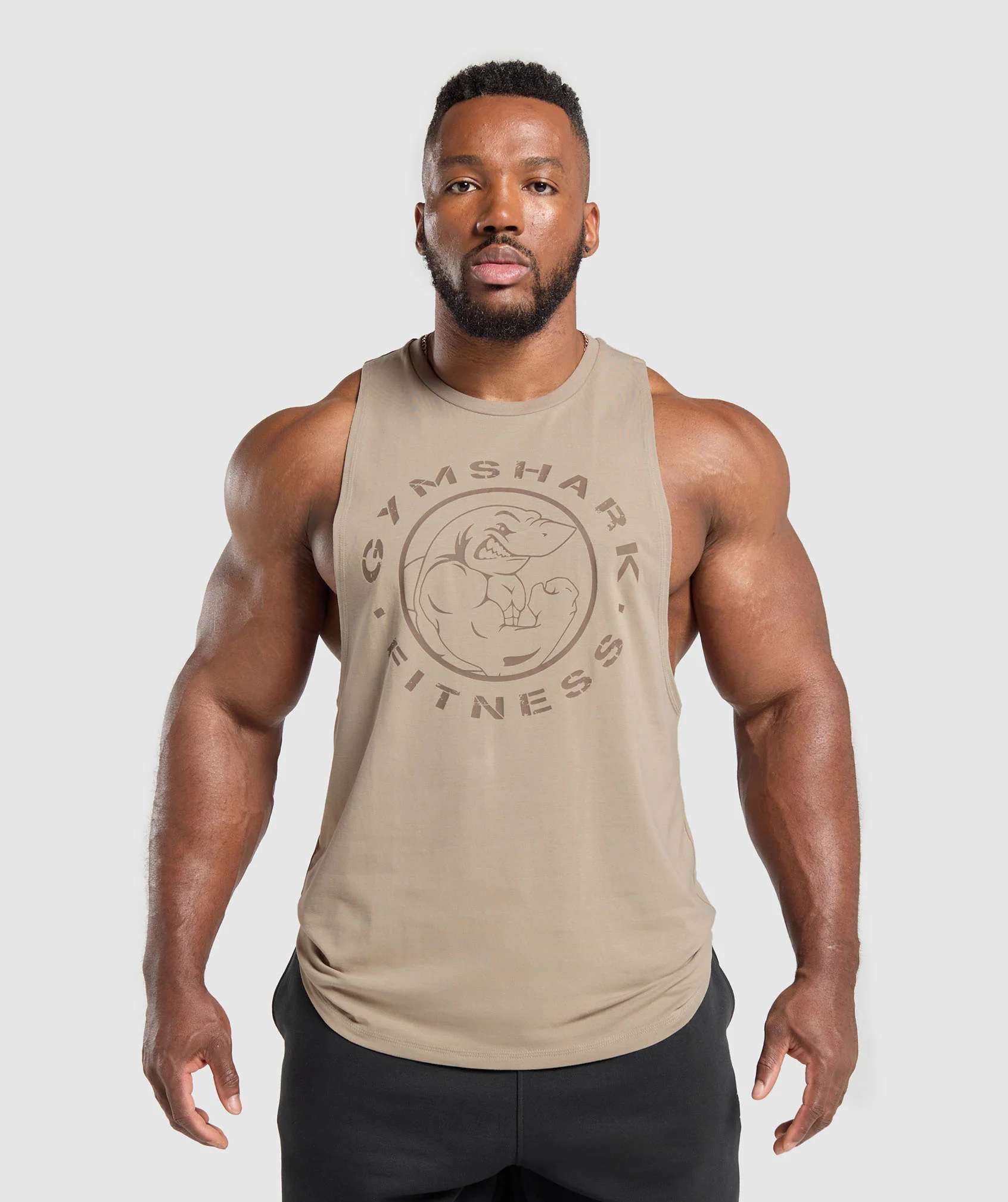 Gymshark Legacy Drop Arm Tank - Cement Brown