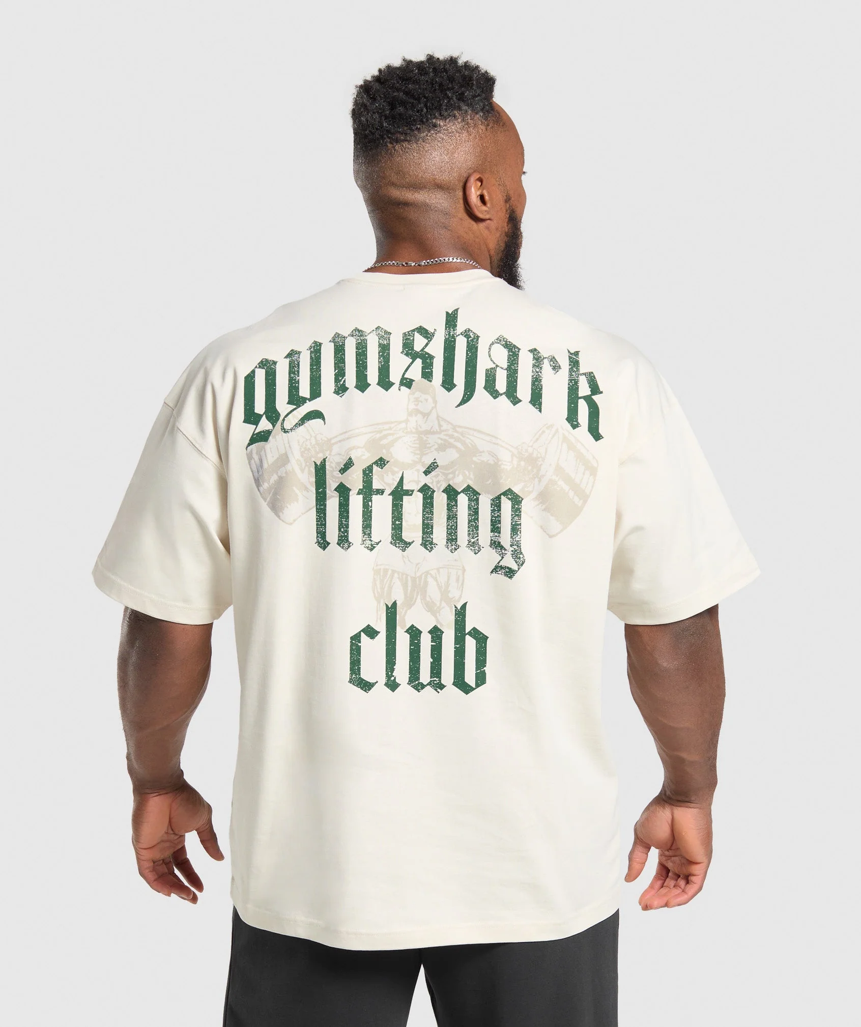Gymshark Lifting Club T-Shirt - Oat White/Classic Green