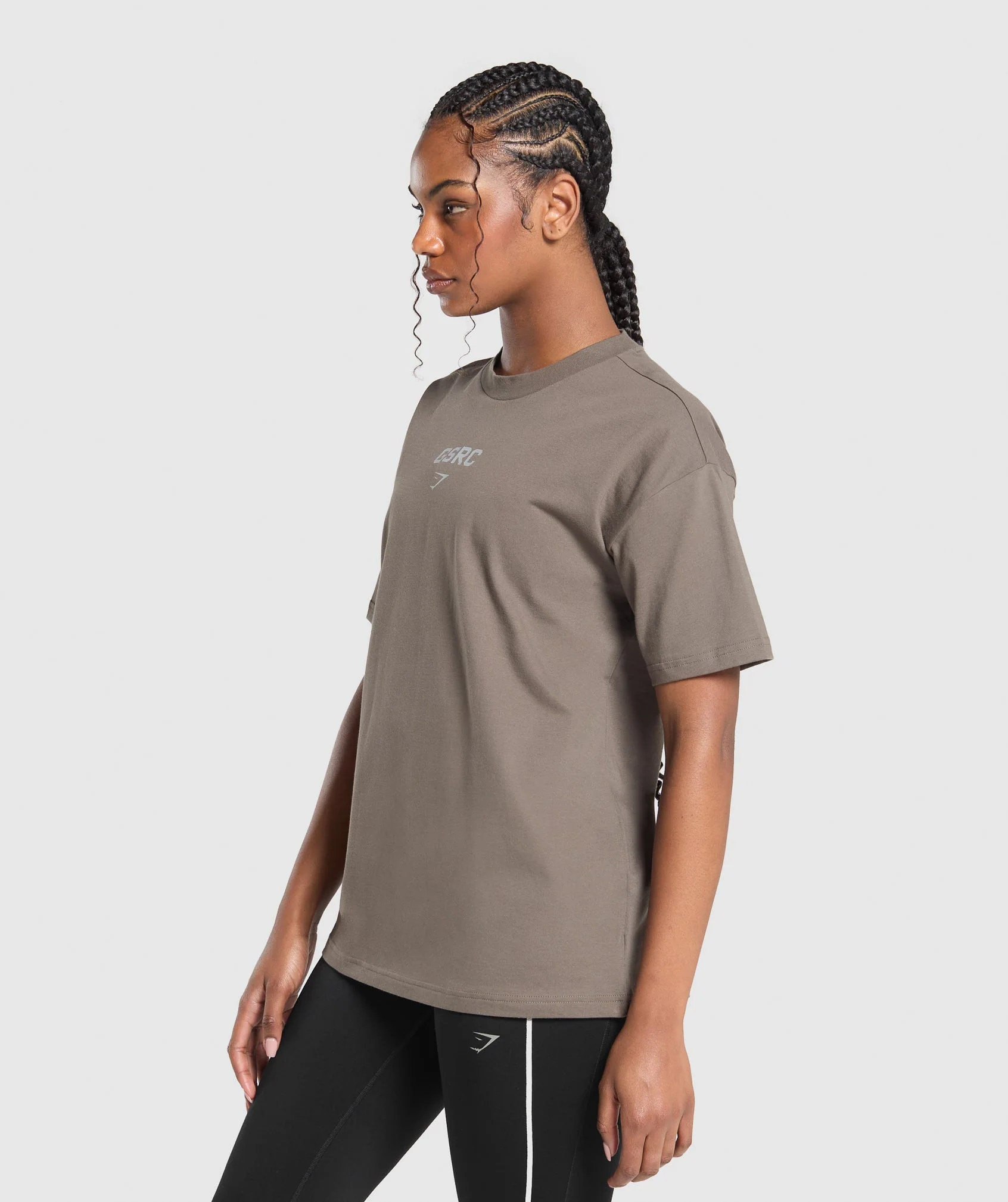 Gymshark Running Graphic Oversized T-Shirt - Camo Brown