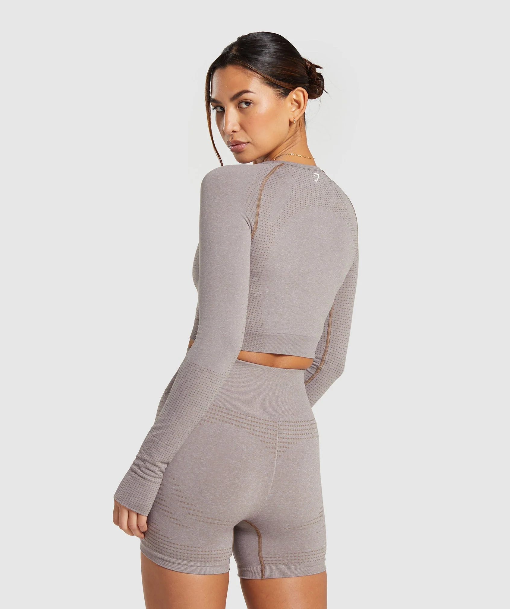 Gymshark Vital Seamless 2.0 Crop Top - Warm Taupe Marl