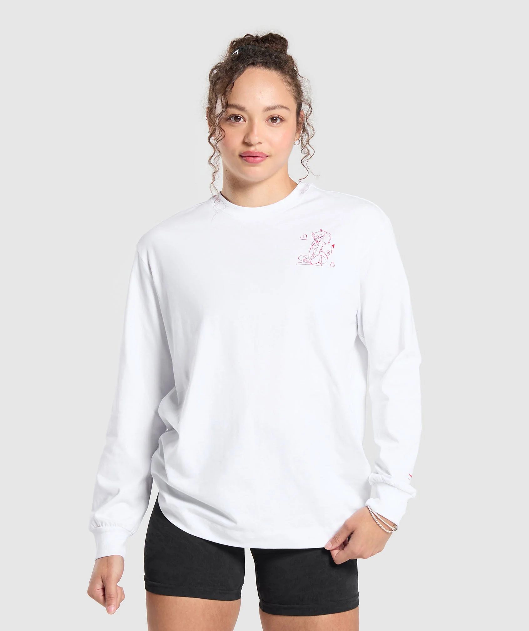 Gymshark I Love Squats Long Sleeve Skater - White