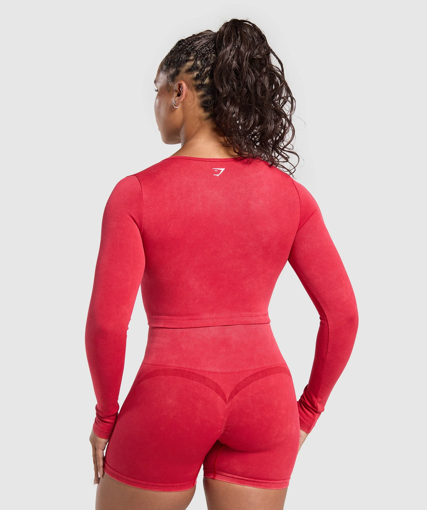 Gymshark Gains Seamless Washed Zip Up Jacket - Carmine Red