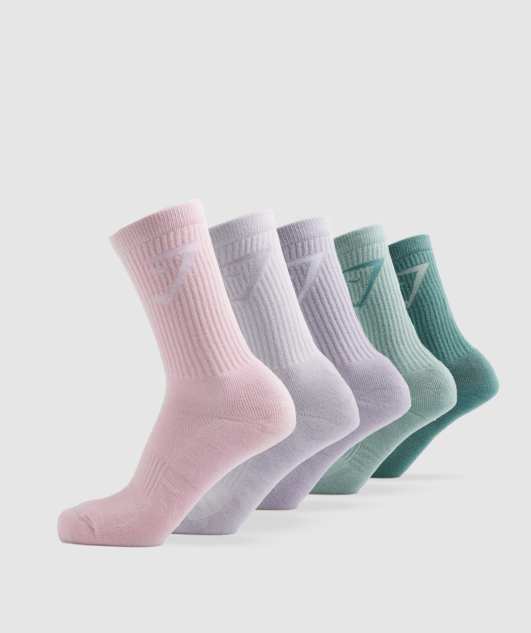 Gymshark Crew Socks 5pk - Teal/Pink/Teal/Purple/Lilac