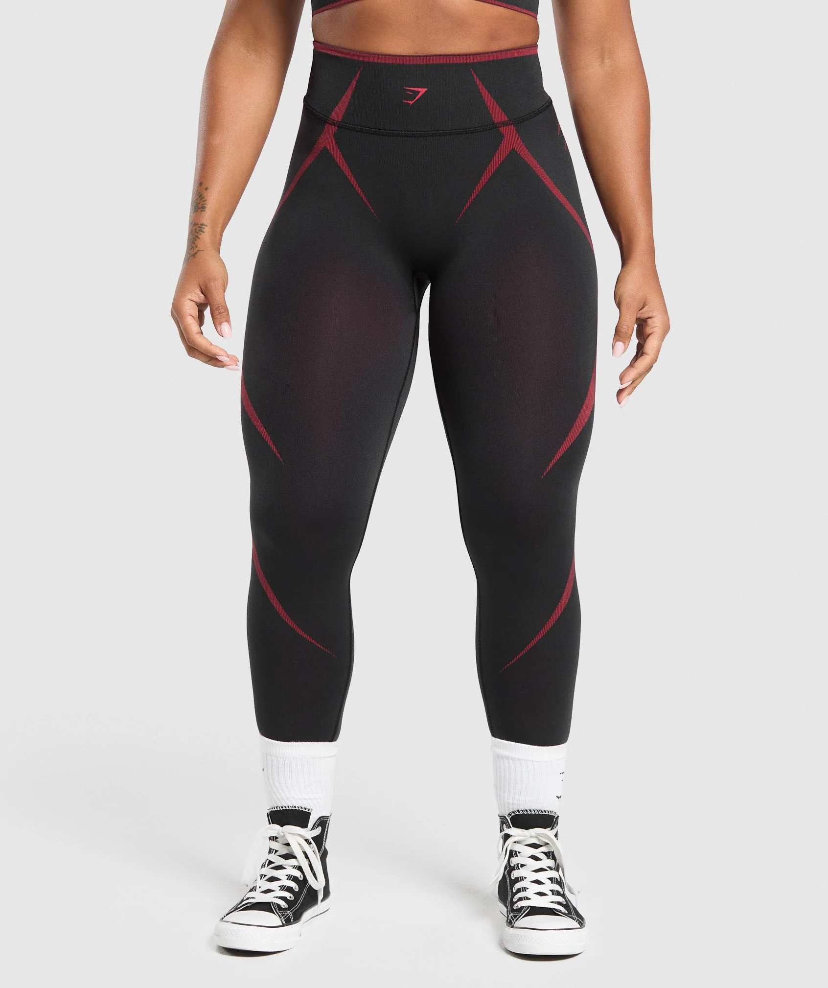 Gymshark Apex Lift Seamless Leggings - Black/Carmine Red