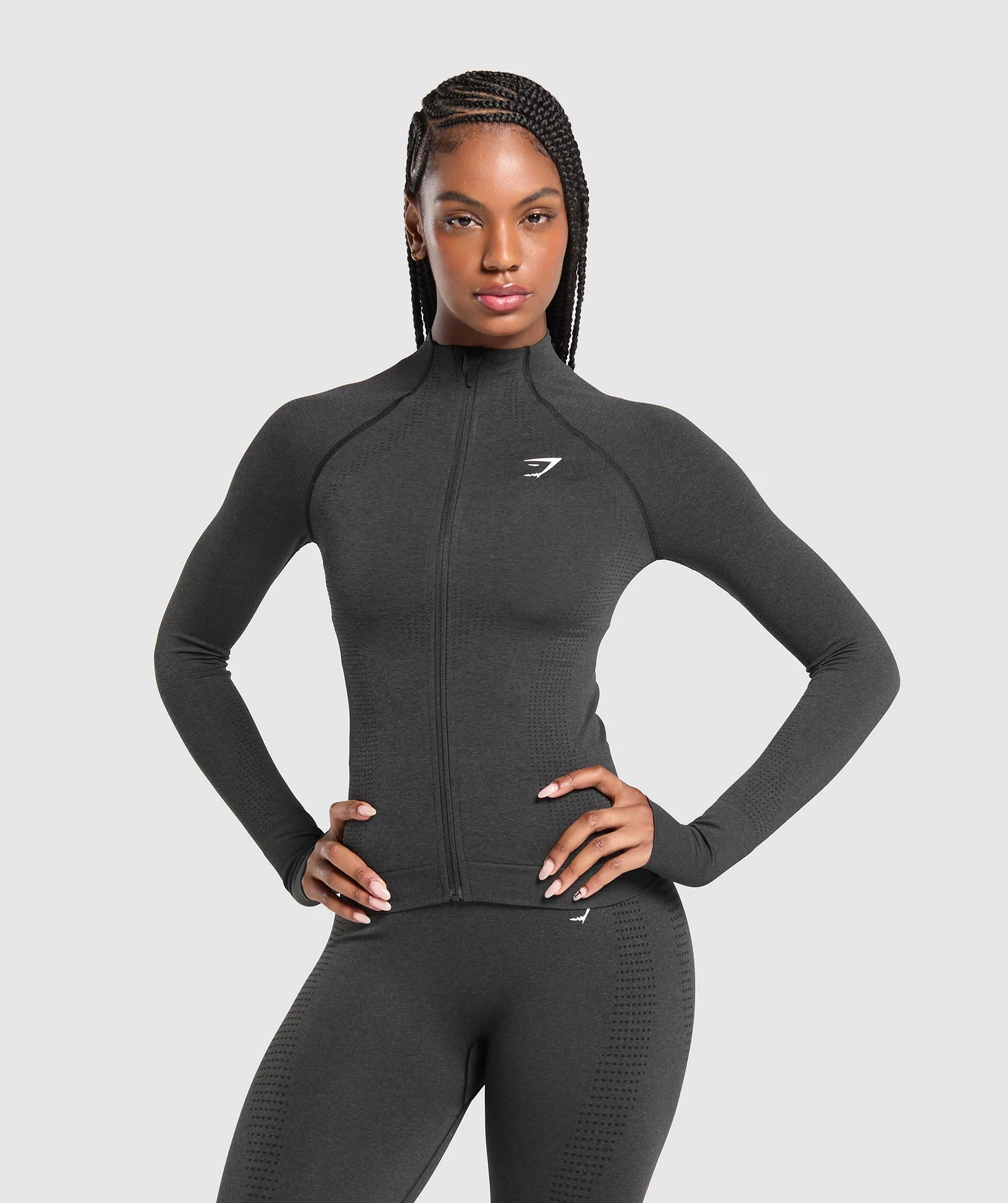 Gymshark Vital Seamless Tight Tracktop - Black Marl