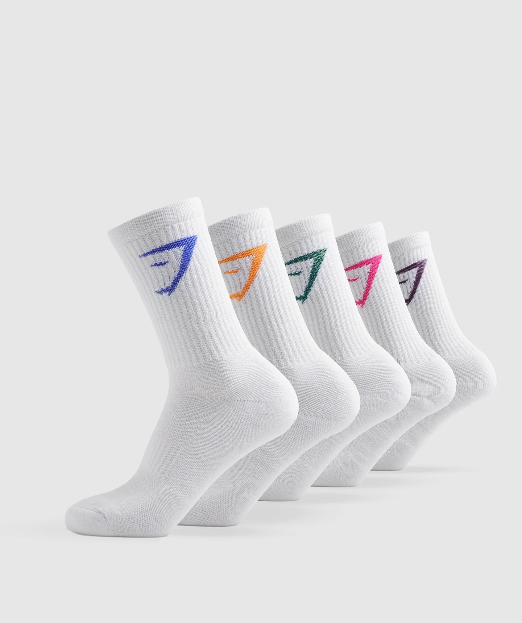 Gymshark Crew Socks 5pk - Blue/Purple/Teal/Pink/Orange
