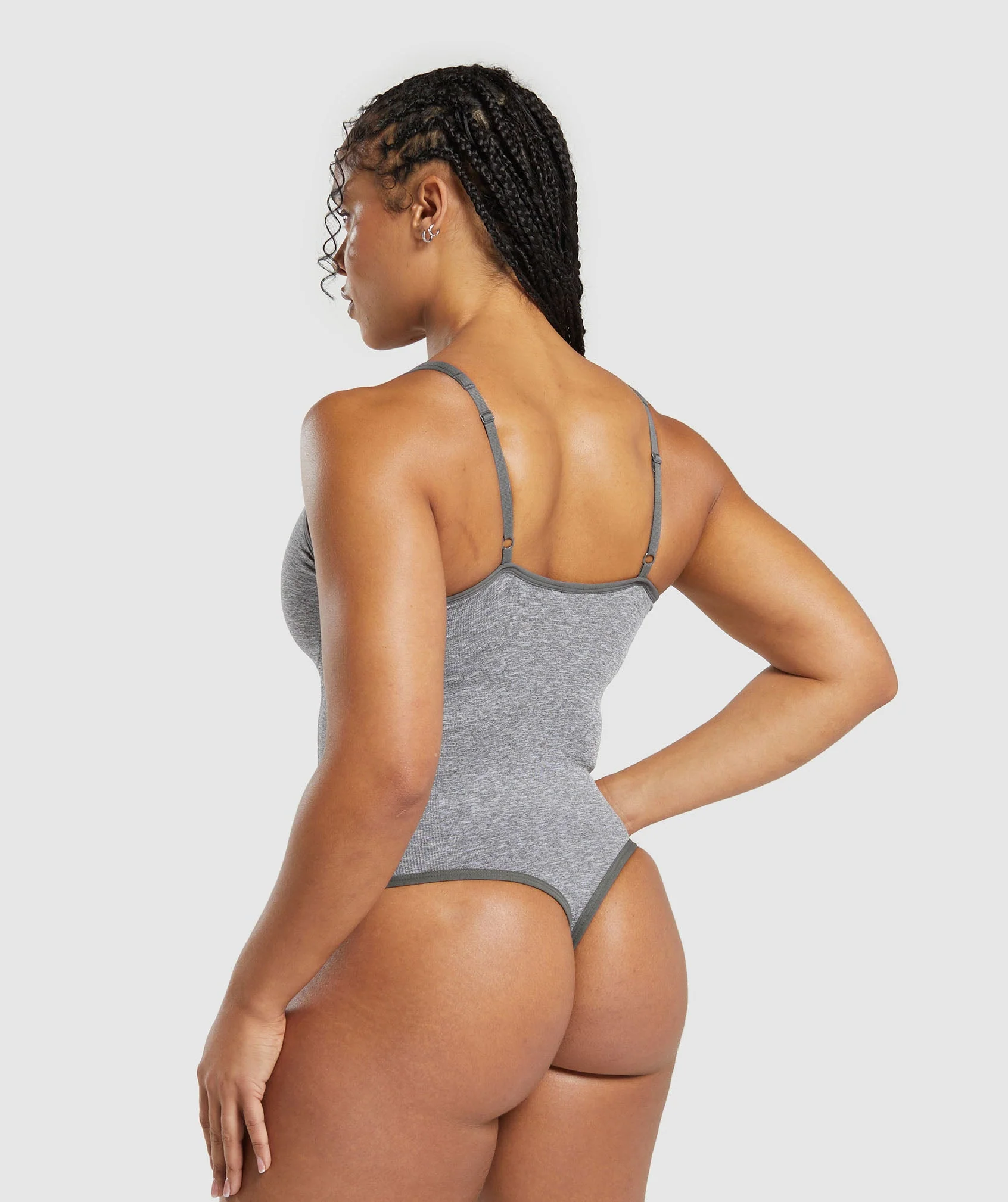 Gymshark Lift Seamless Bodysuit - Brushed Grey/White Marl