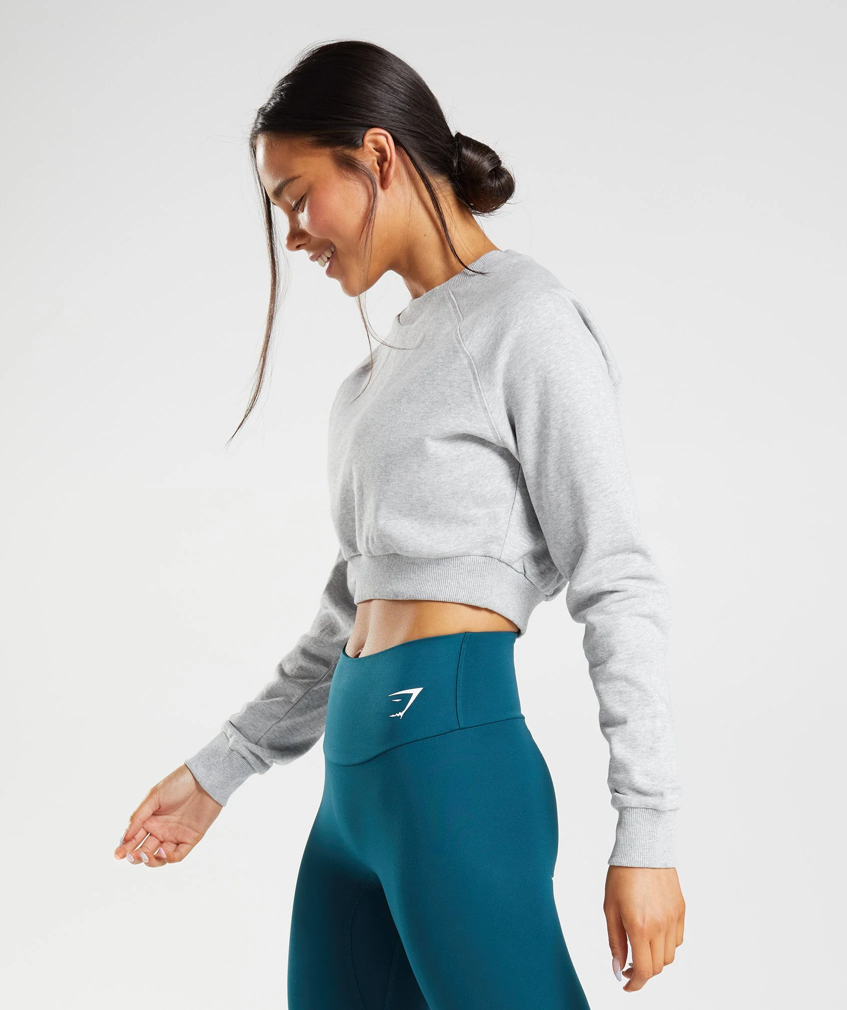 Gymshark Training Cropped Sweater - Light Grey Core Marl