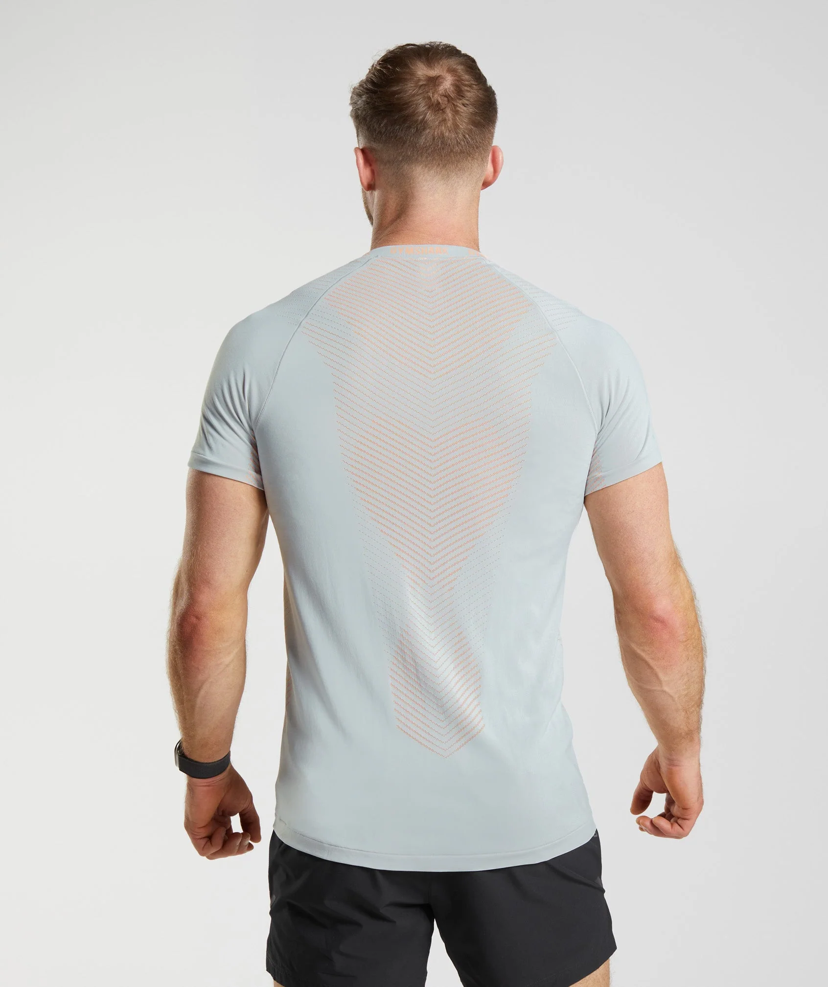 Gymshark Apex Seamless T-Shirt - Light Grey/Fluo Peach