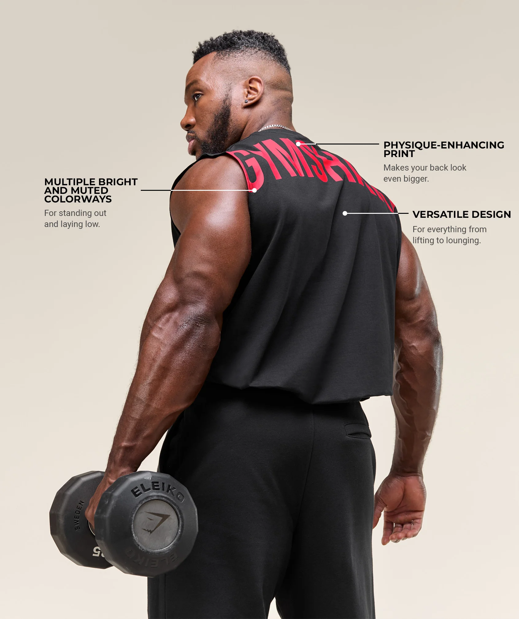 Gymshark Power Cut Off Tank - Black/Conditioning Red