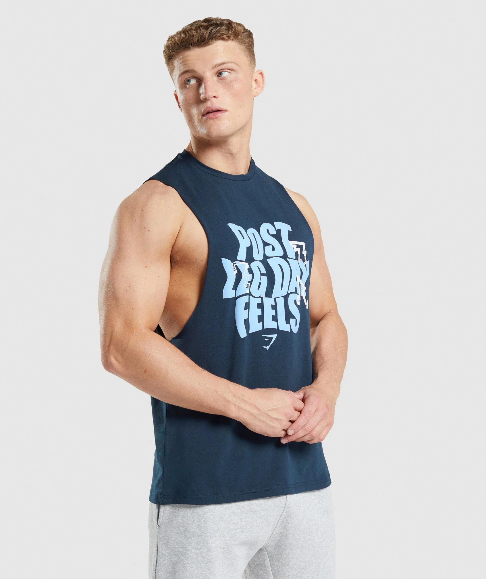 Gymshark Leg Day Drop Arm Tank - Navy