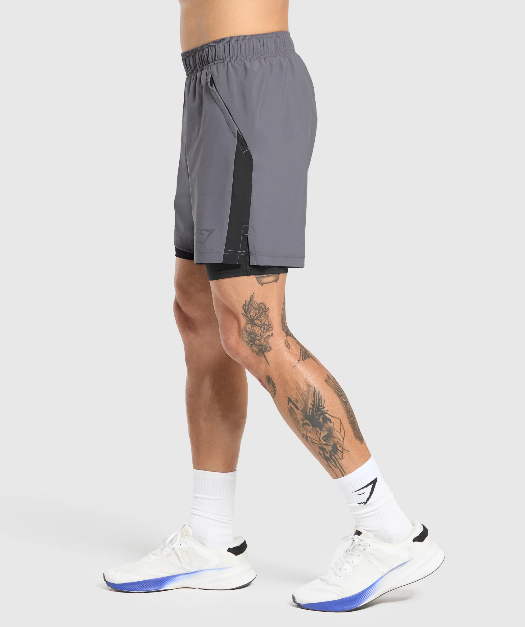 Gymshark Sport 7 2 in 1 Shorts - Dark Grey/Black