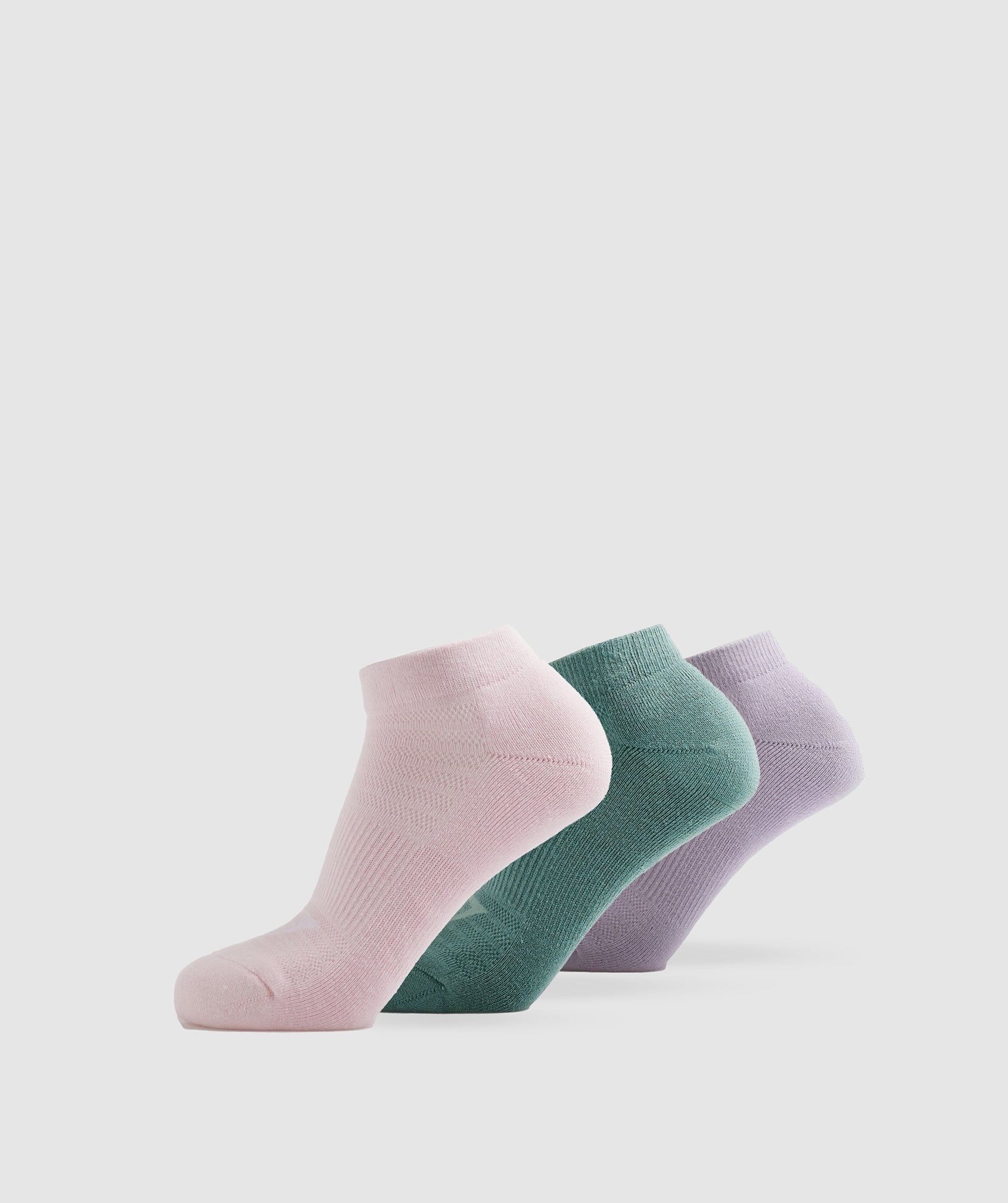 Gymshark Trainer Socks 3pk - Chalk Pink/Ink Teal/Purple