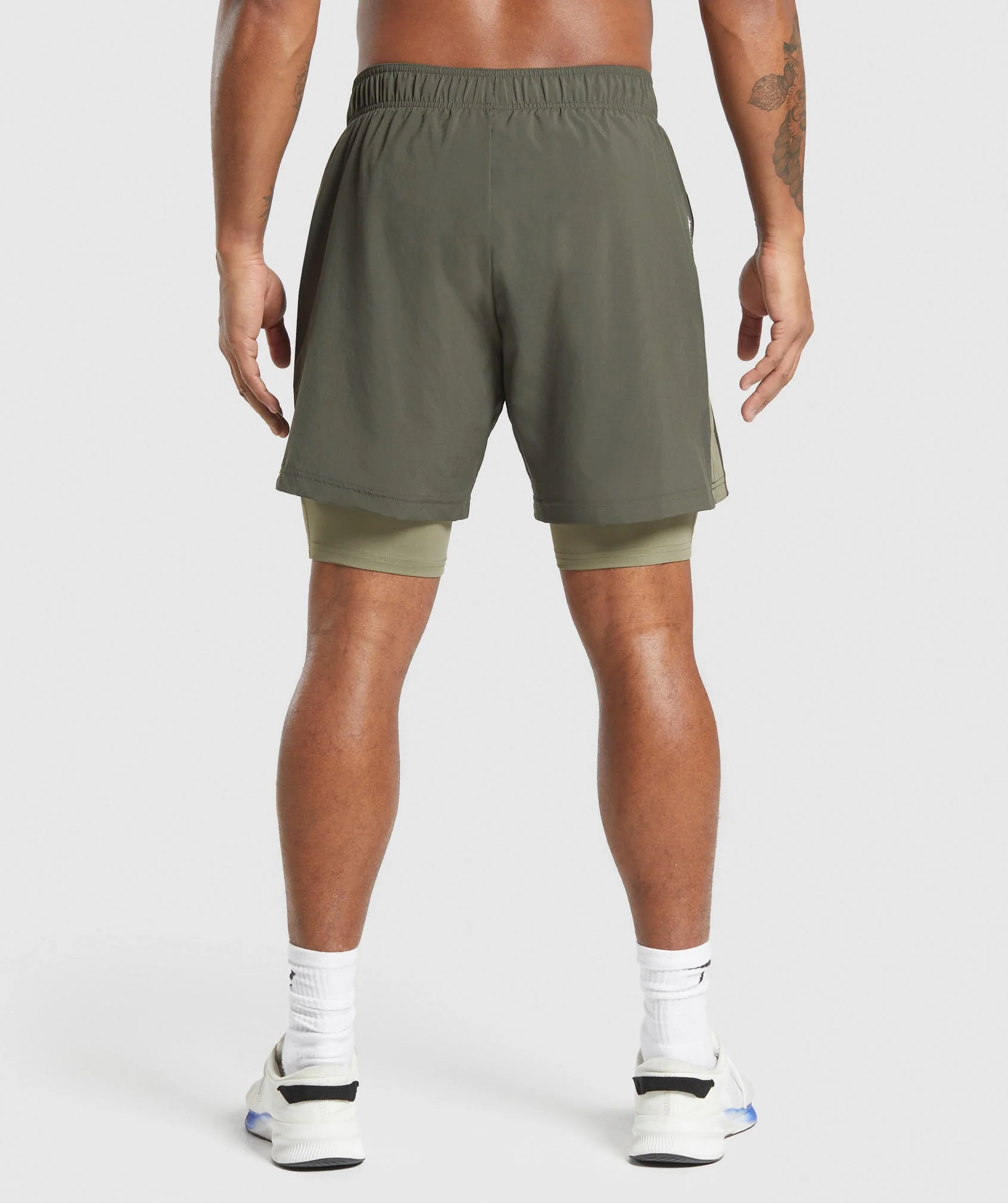 Gymshark Sport 7 2 in 1 Shorts - Strength Green/Utility Green
