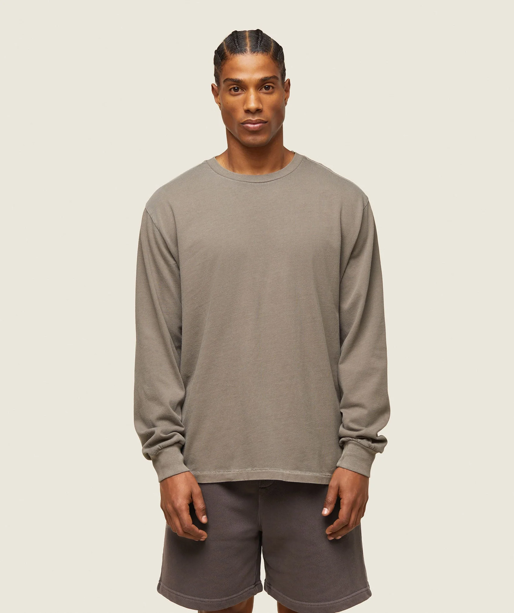 Gymshark everywear Relaxed Long Sleeve Tee - Linen Brown