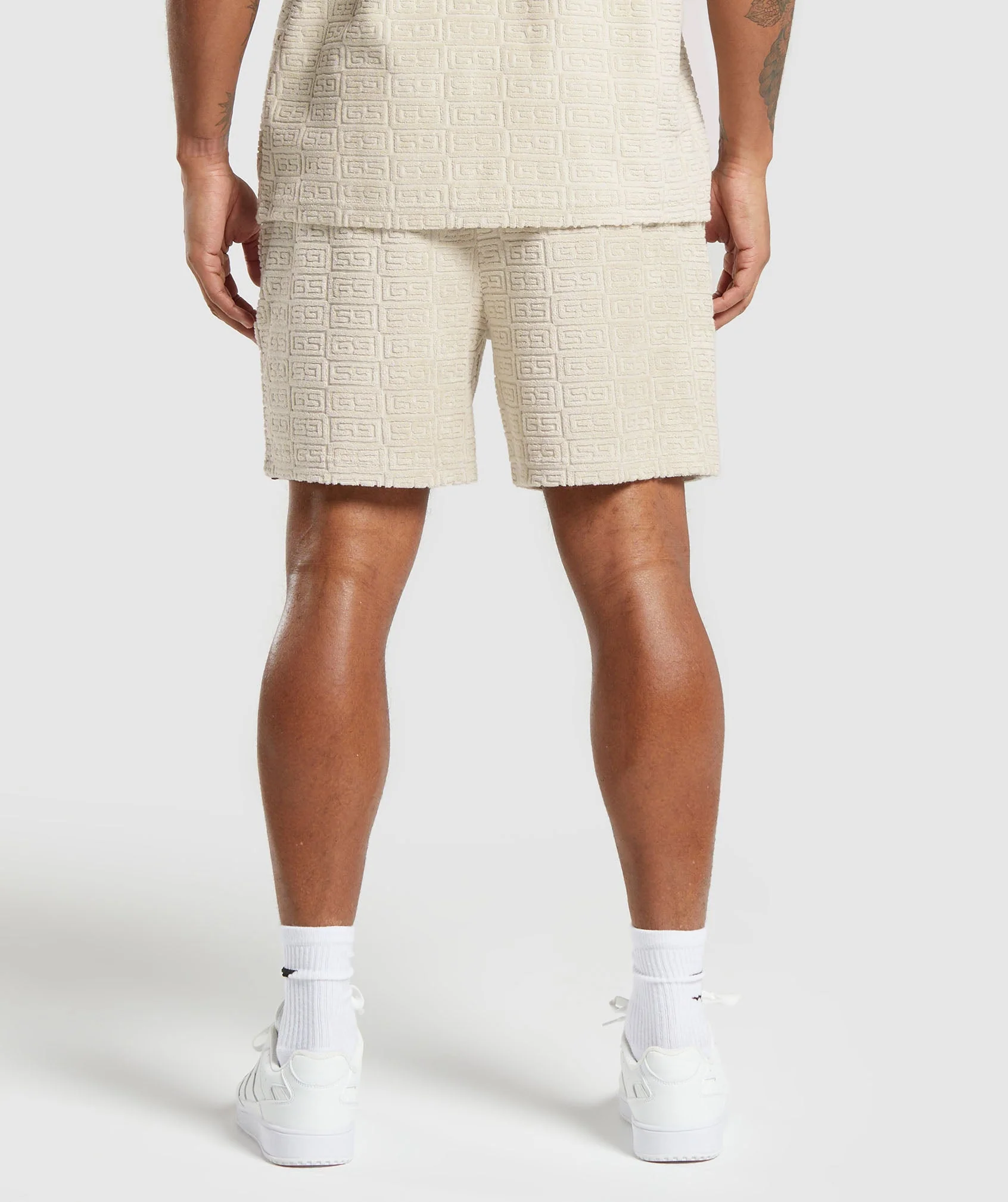 Gymshark Towelling 7 Shorts - Pebble Grey