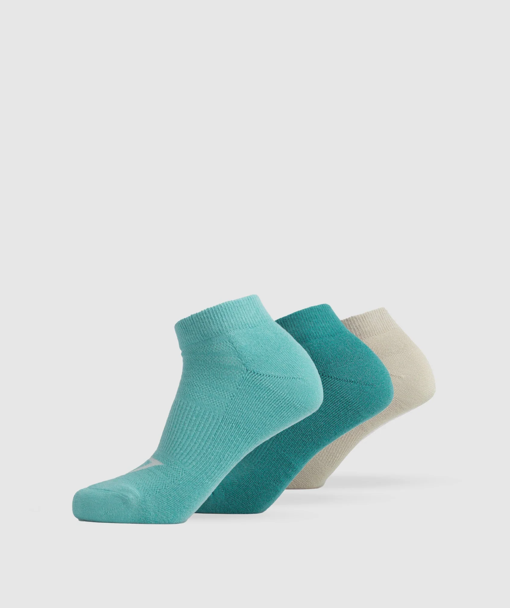 Gymshark Trainer Socks 3pk - Blue/Jewel Green/Pebble Grey