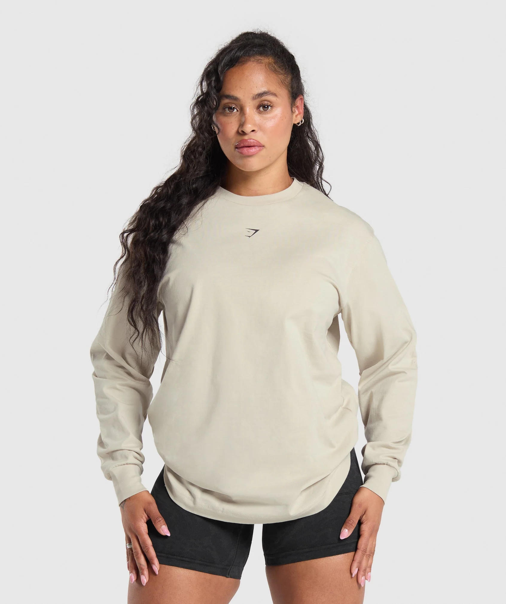 Gymshark Strength Department Graphic LS Top - Pebble Grey