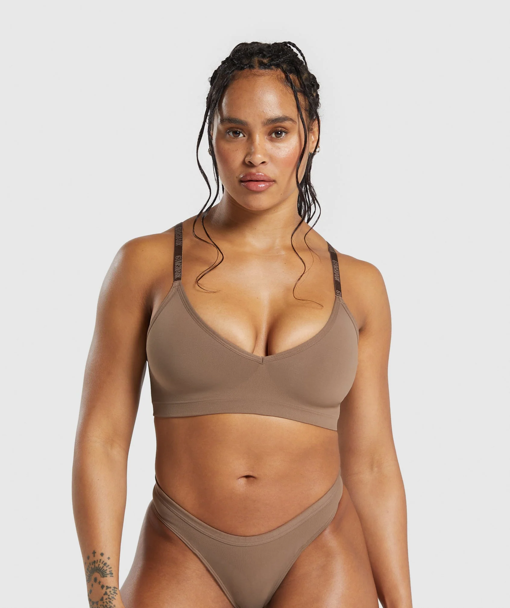 Gymshark Seamless V Neck Bralette - Soul Brown