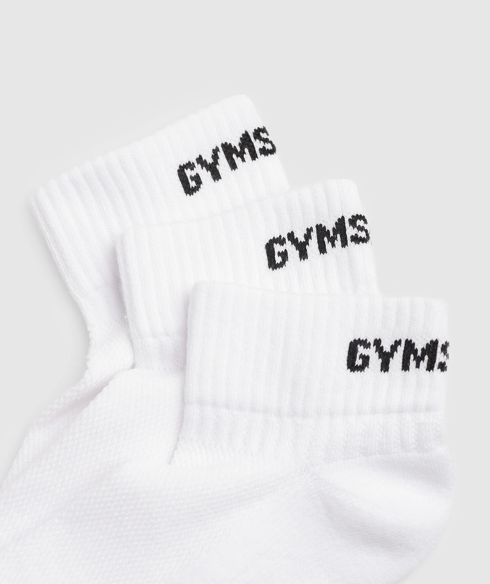 Gymshark GS Jacquared Quarter Socks 3pk - White