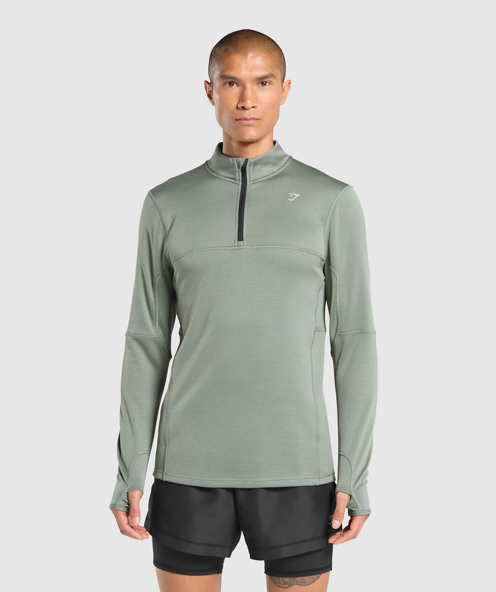 Gymshark Running 1/4 Zip - Unit Green