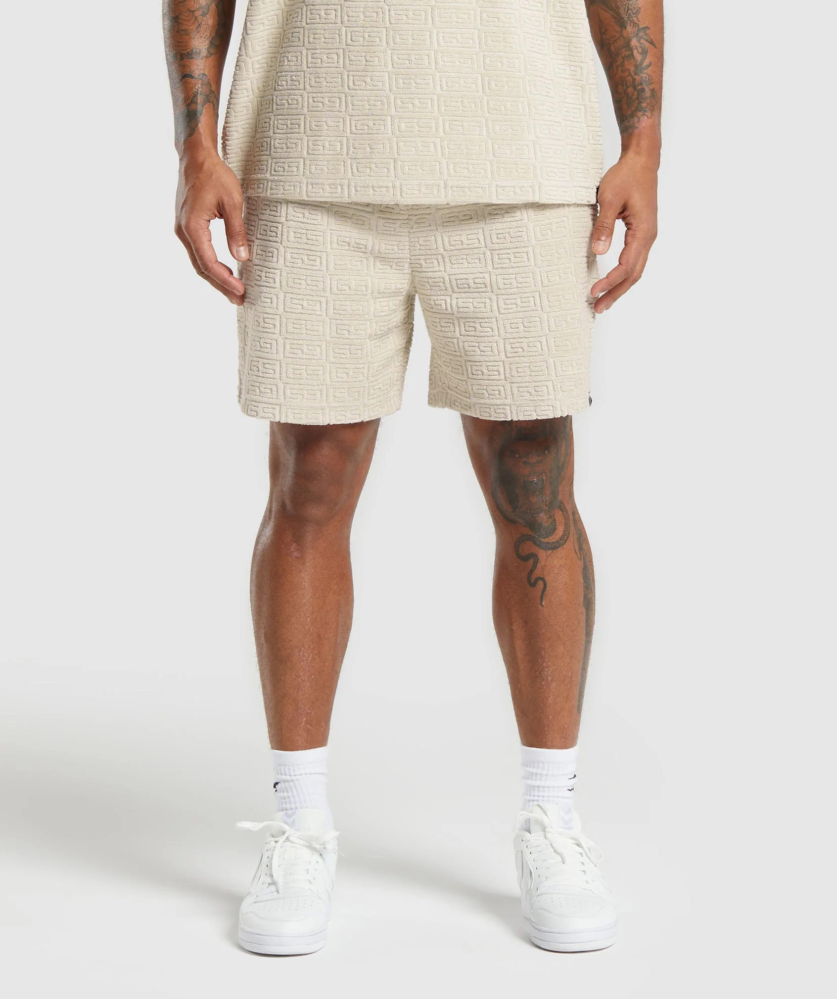 Gymshark Towelling 7 Shorts - Pebble Grey