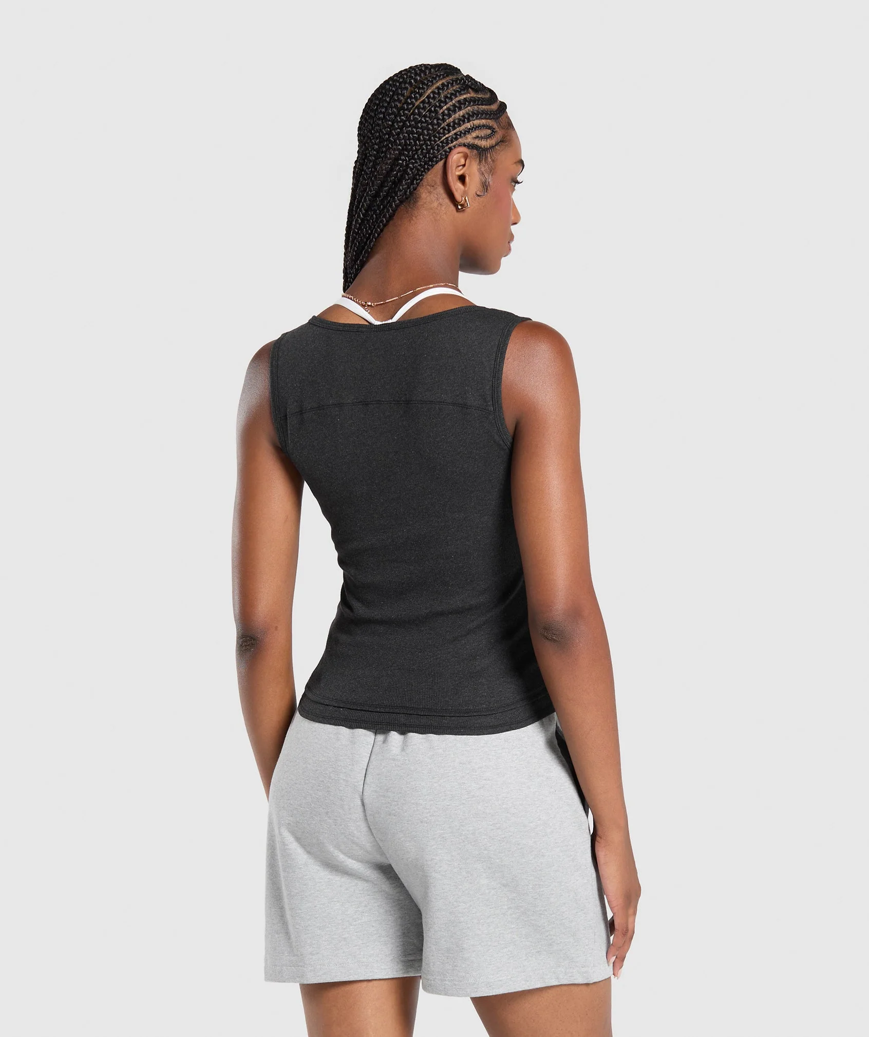 Gymshark Rest Day Rib Top - Black Marl