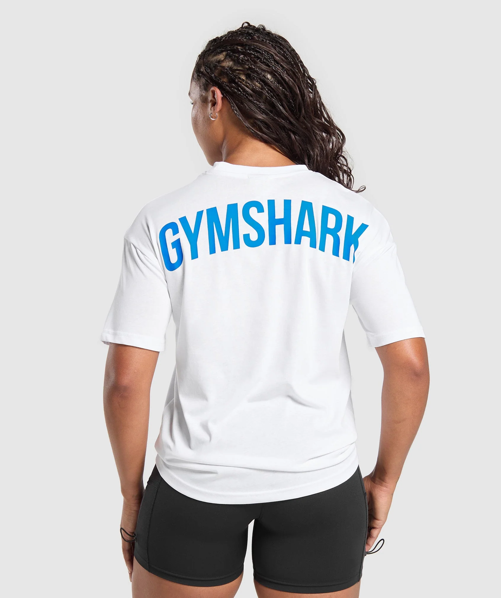 Power Oversized T-Shirt - White/Barbell Blue