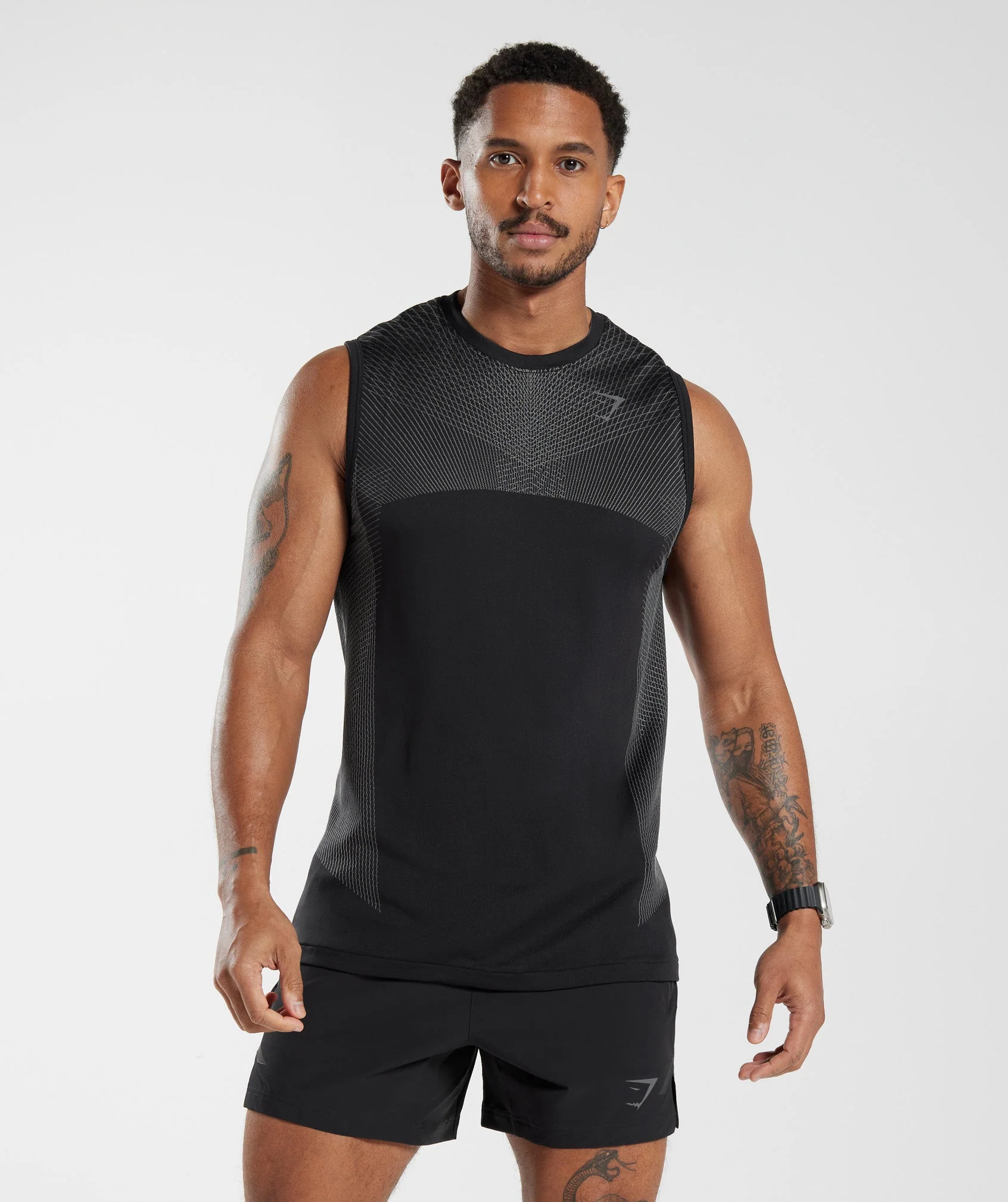 Gymshark Apex Seamless Tank - Black/Silhouette Grey