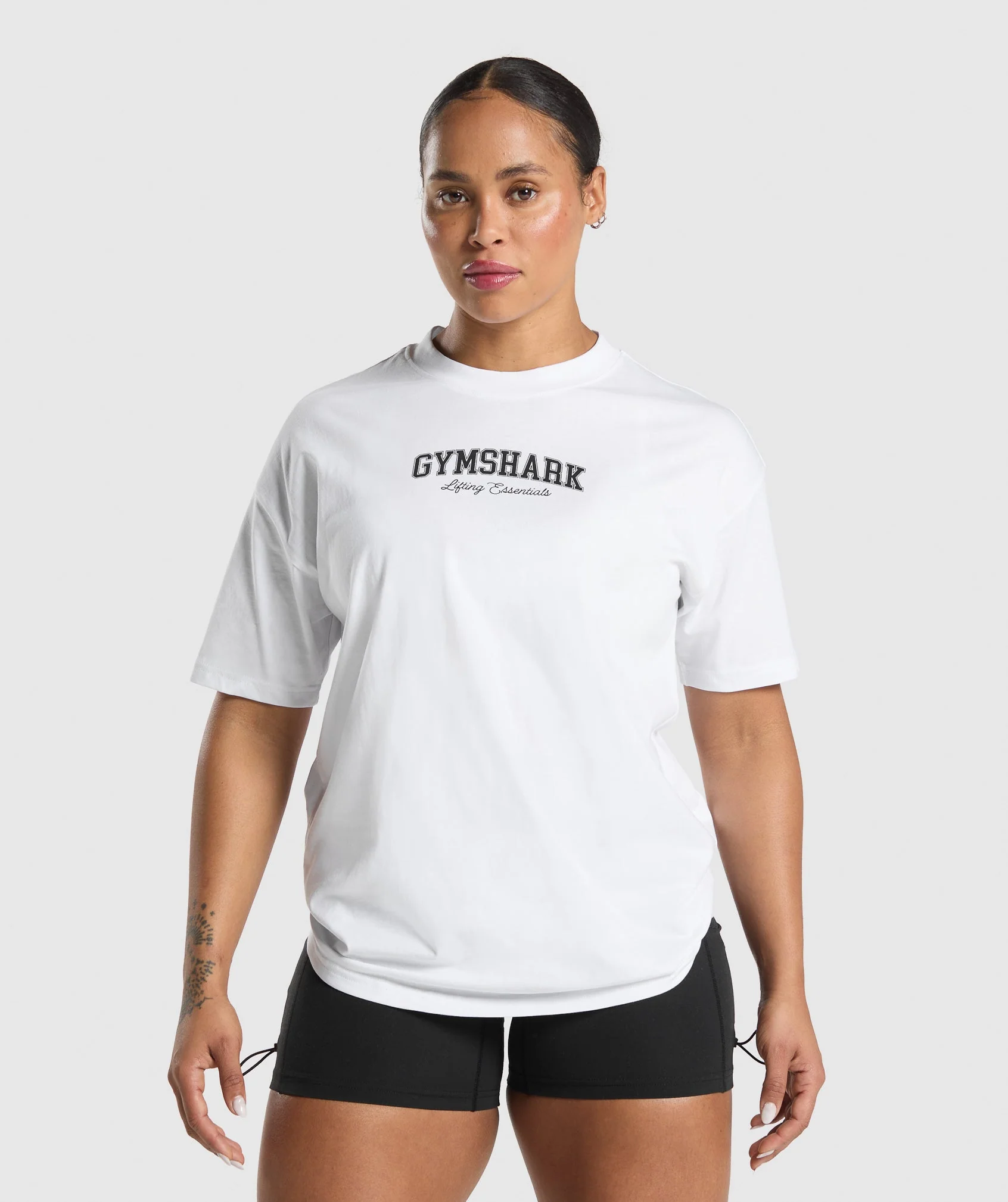 Gymshark Lifting Essentials Graphic Oversized T-Shirt - White