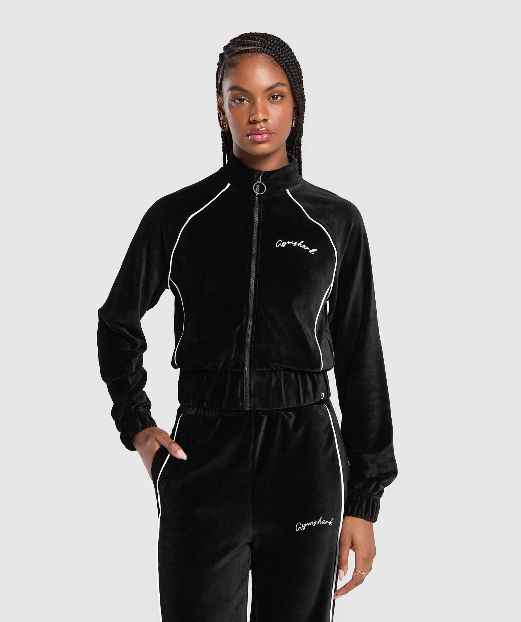 Gymshark Velour Tracktop - Black