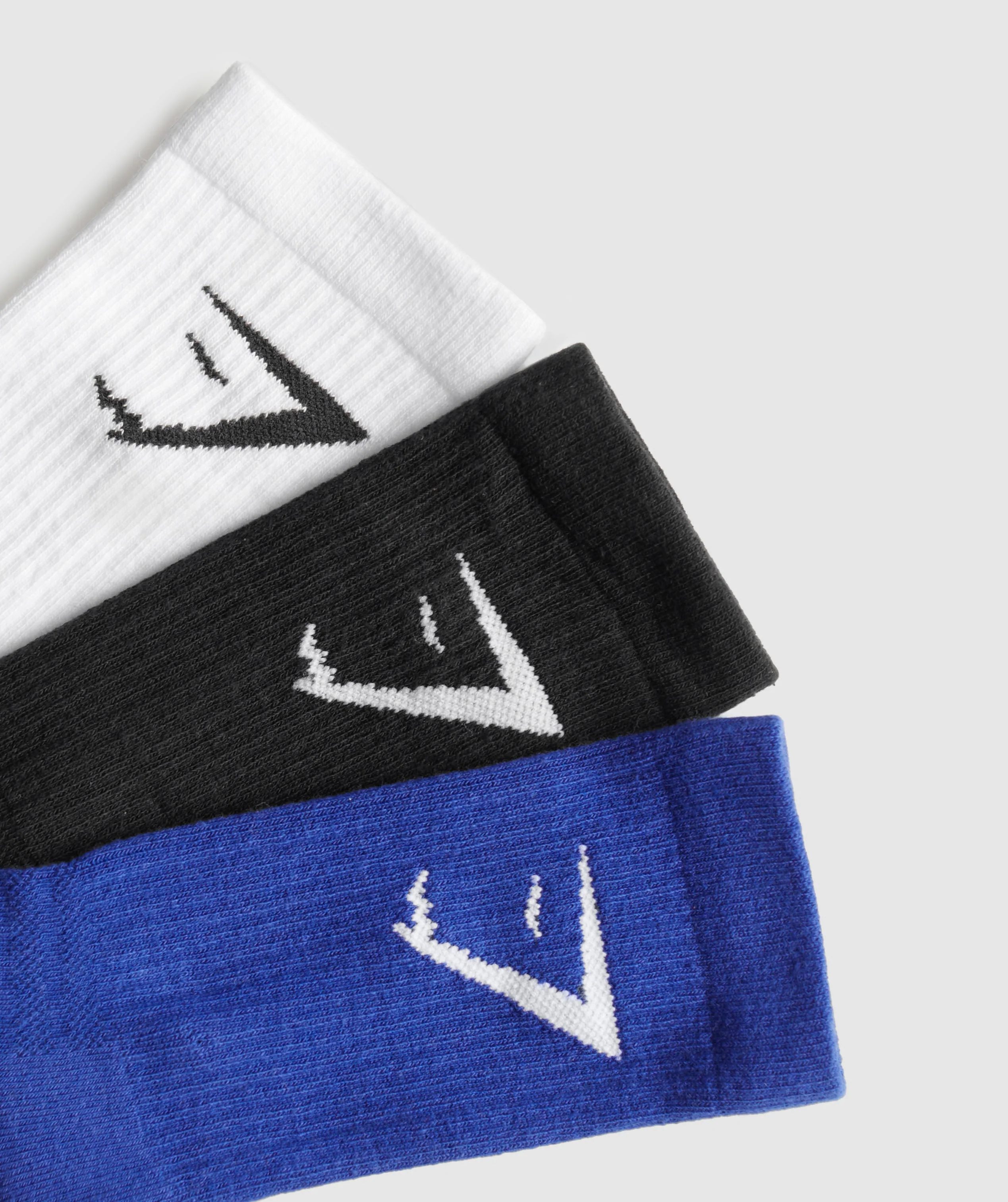 Gymshark Crew Socks 3pk - White/Wave Blue/Black