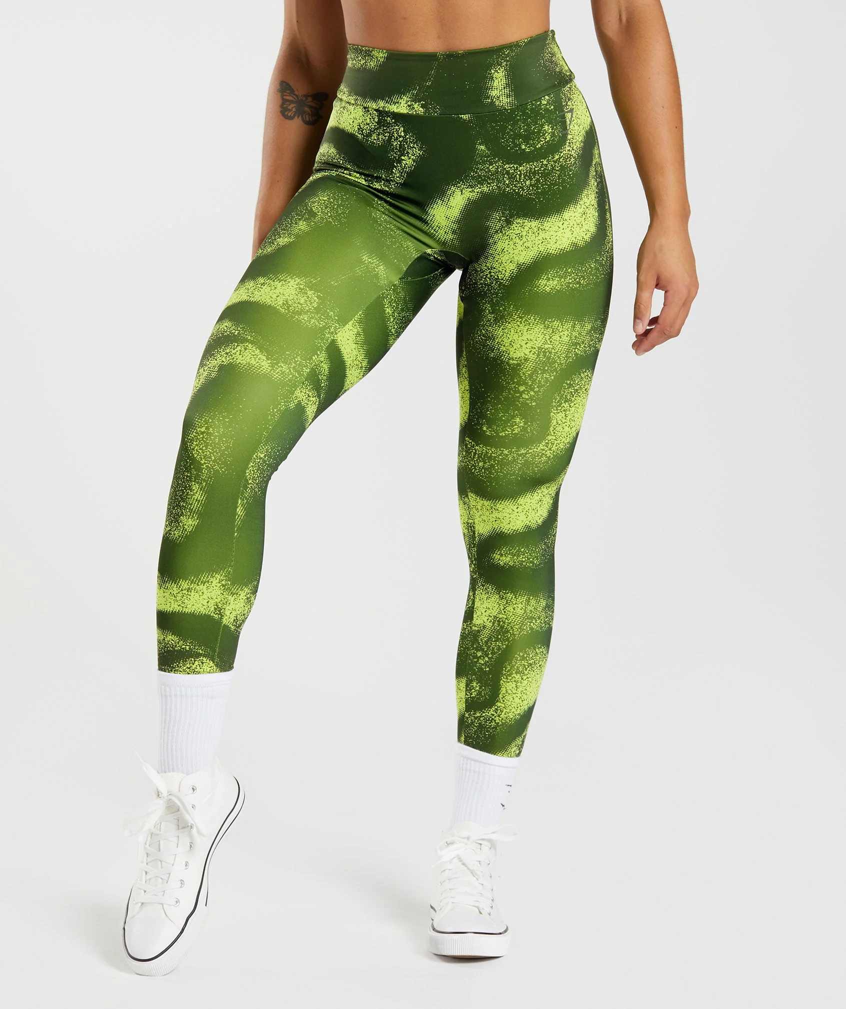 Power Regular Leggings - Moss Olive Print