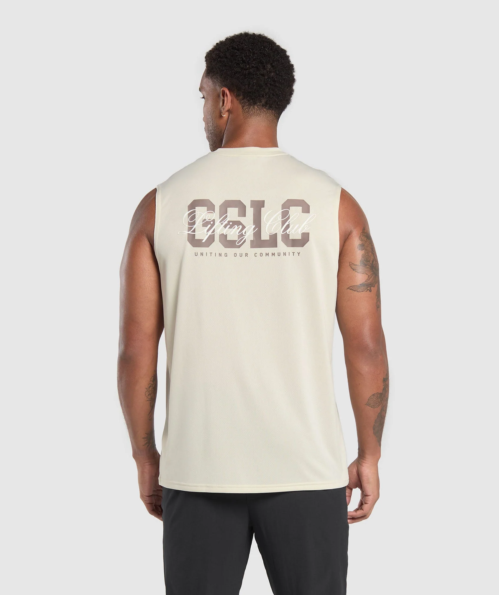 Gymshark Script Graphic Cut Off Tank - Ecru White