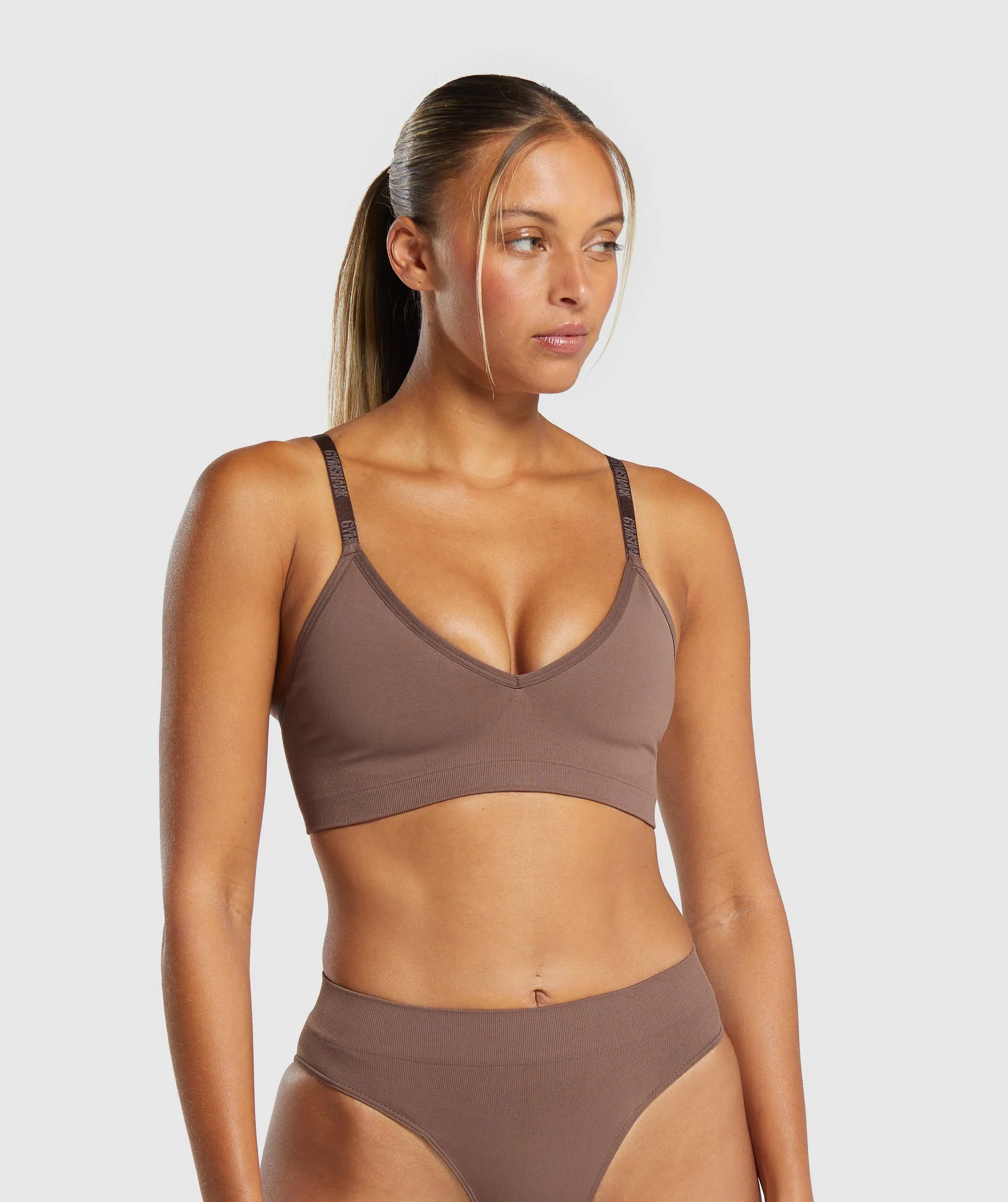 Gymshark Seamless V Neck Bralette - Soft Brown