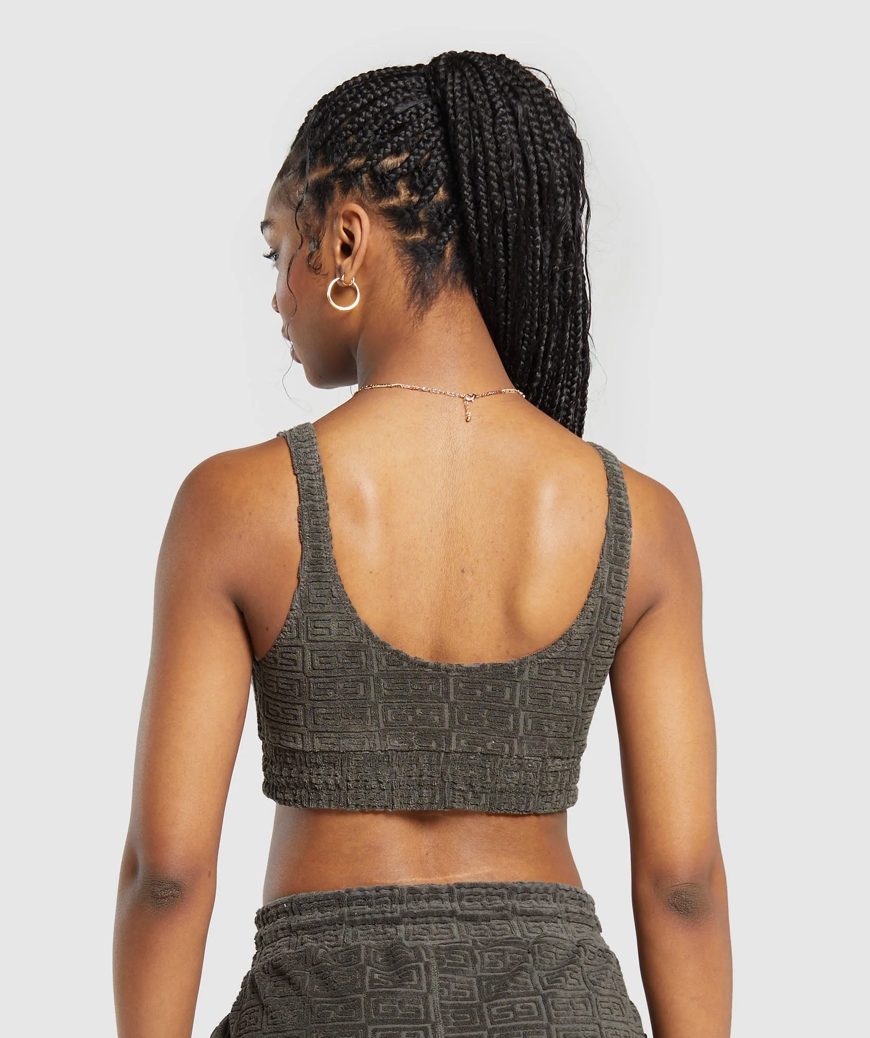 Gymshark Monogram Towelling Bralette - Strength Green