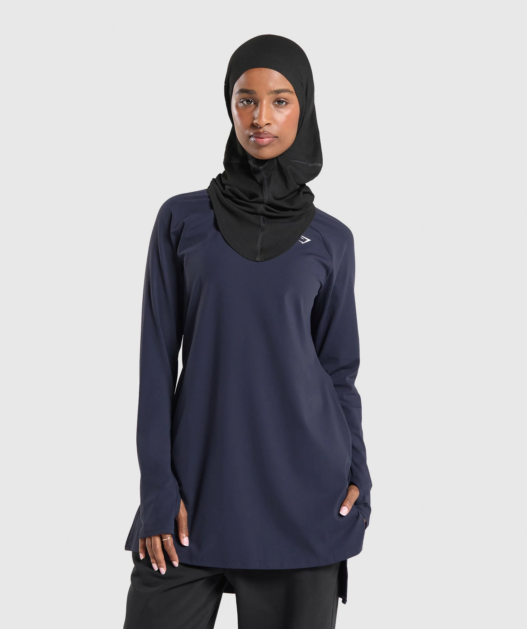 Gymshark Long Line Long Sleeve Top - Heavy Blue