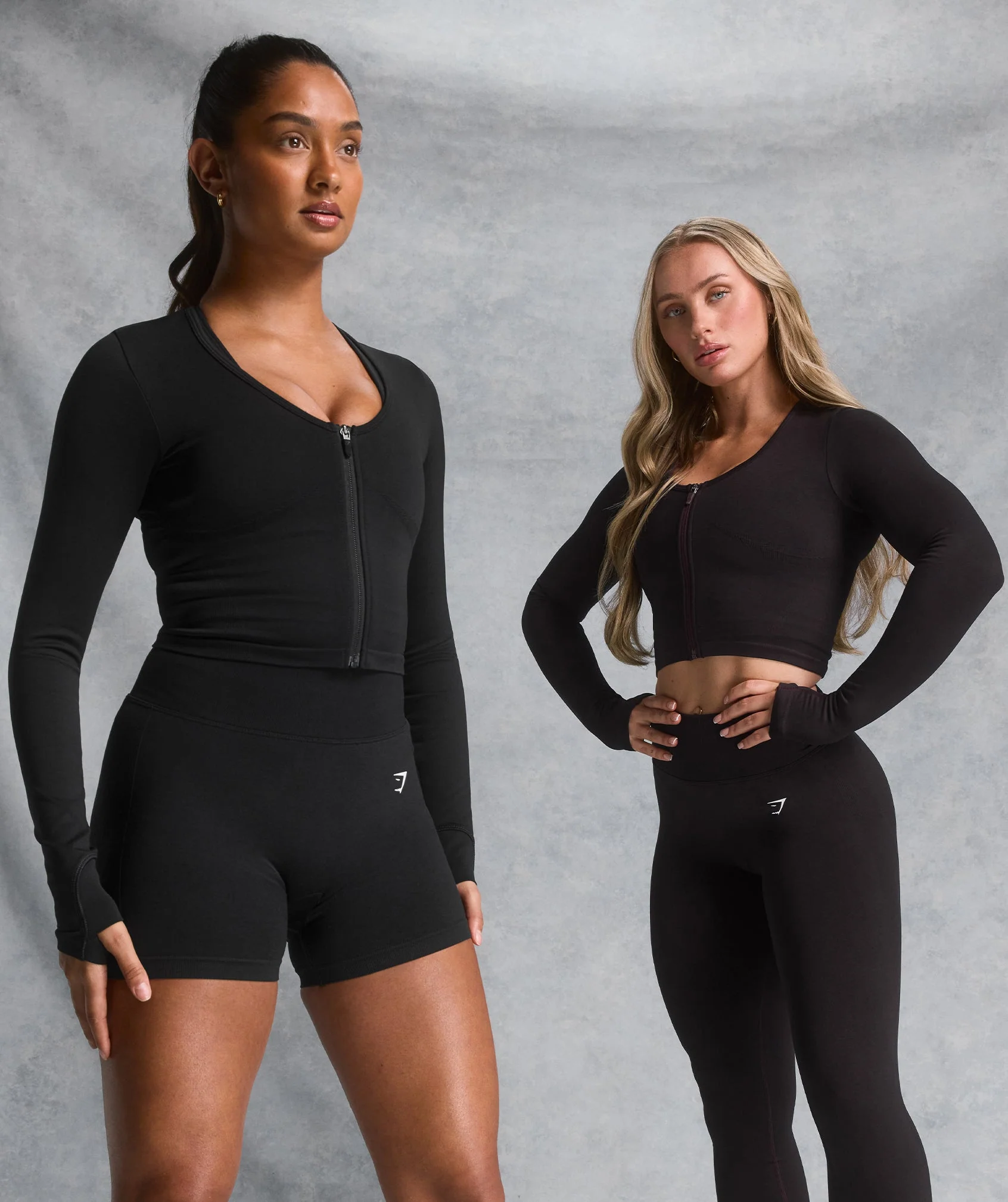 Gymshark Lift Seamless Zip Up Jacket - Black/Black Marl