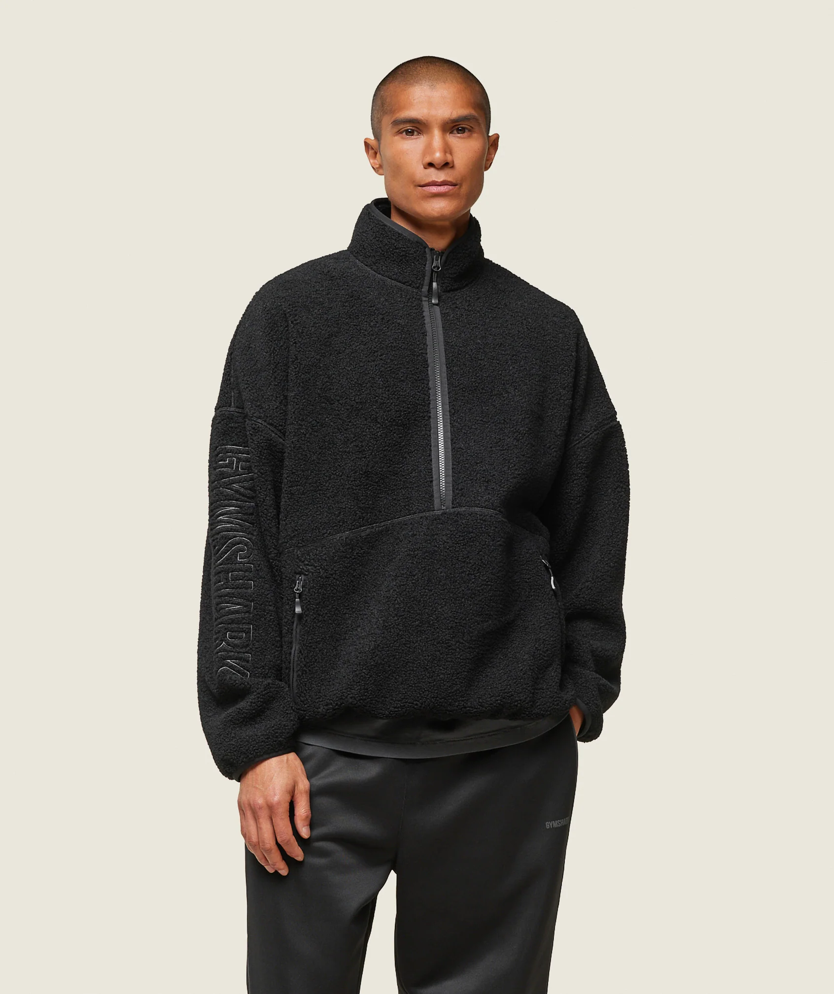 Gymshark everywear Half Zip Sherpa Jacket - Black