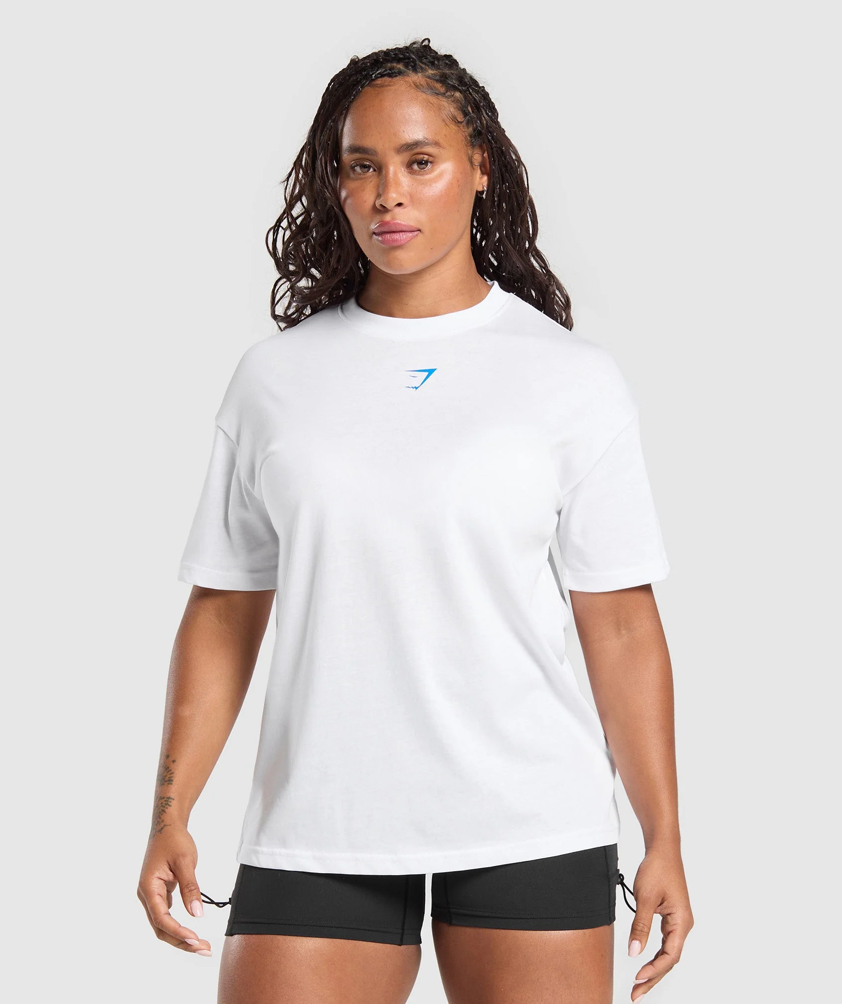 Power Oversized T-Shirt - White/Barbell Blue