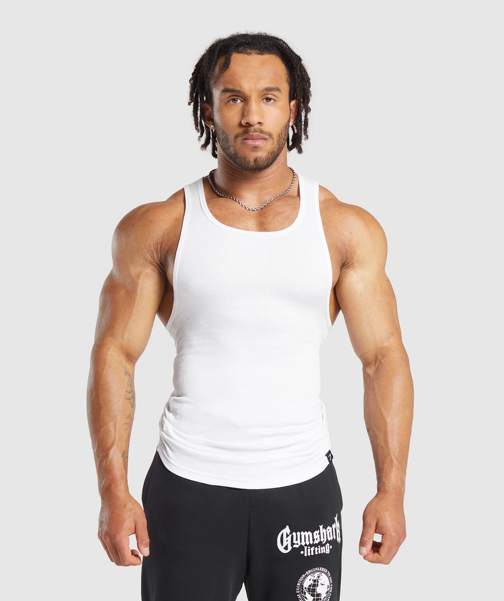 Gymshark Ribbed Tank 3PK - Black/White/Iron Blue