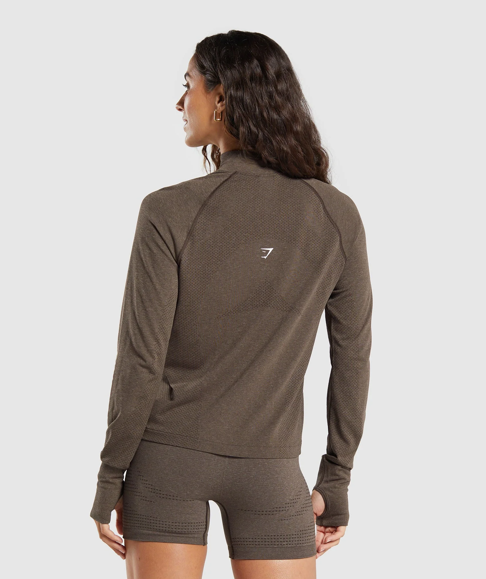 Gymshark Vital Seamless 1/4 Zip Pullover - Penny Brown Marl
