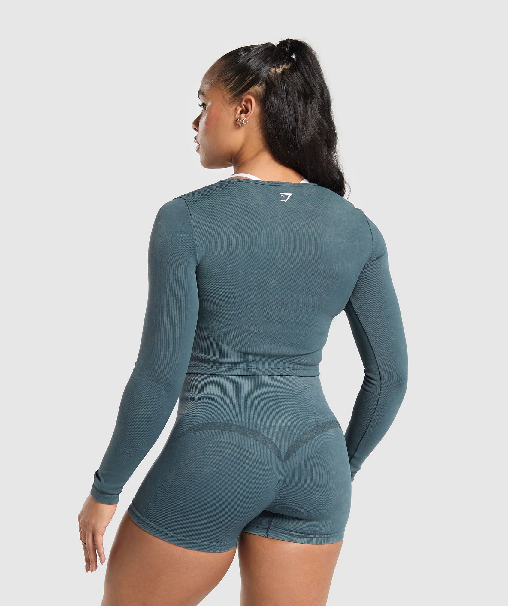Gymshark Gains Seamless Zip Up - Titanium Blue
