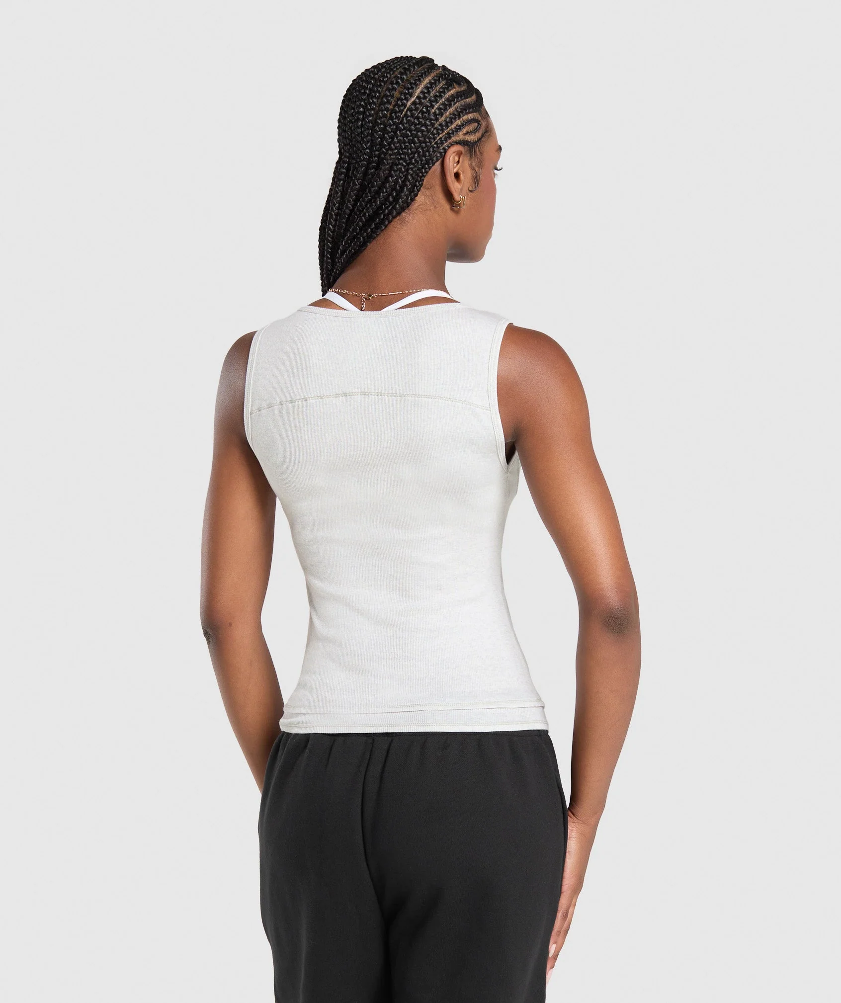 Gymshark Rest Day Rib Top - White Marl