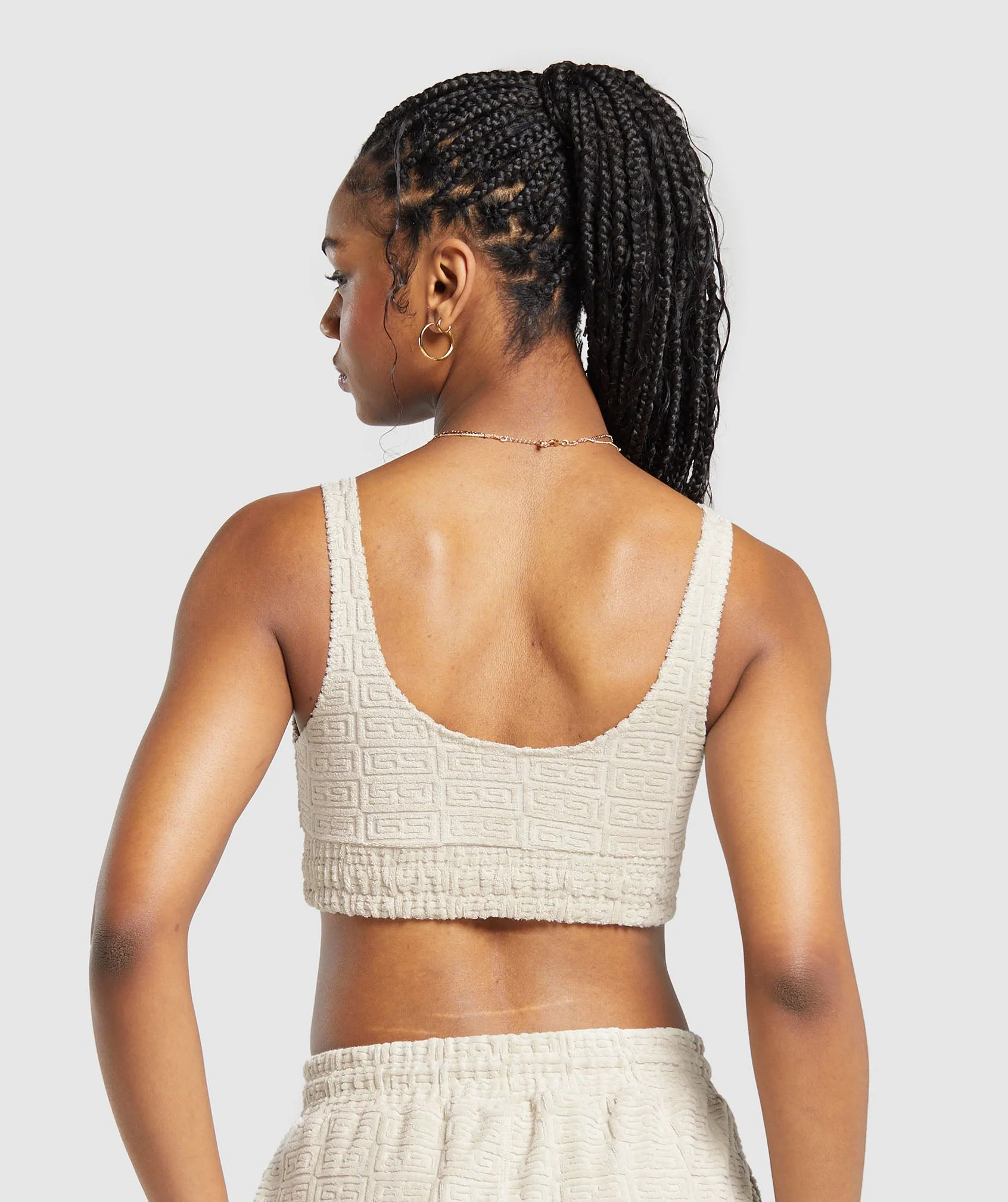 Gymshark Monogram Towelling Bralette - Pebble Grey